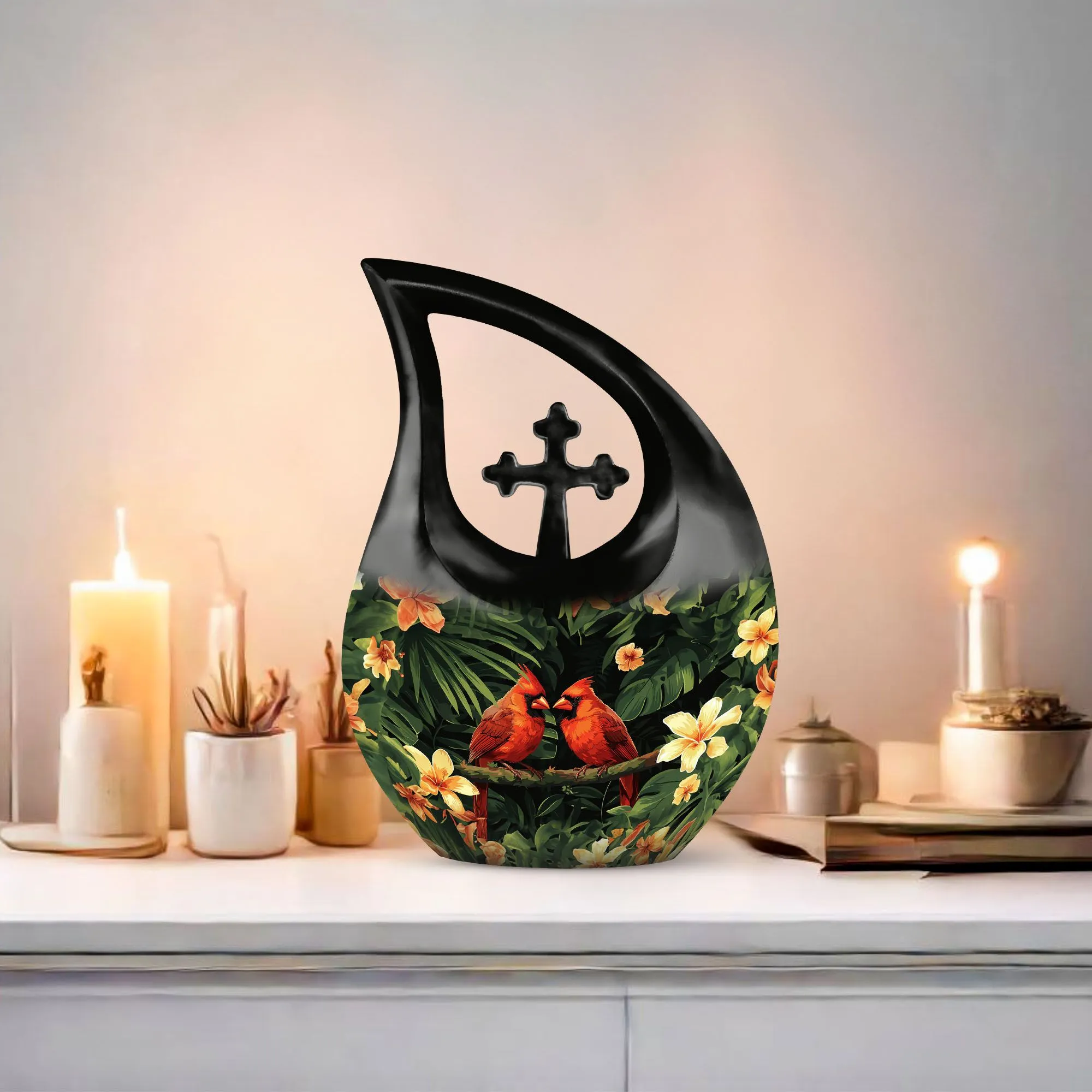 Cardinal Bird Urn-  Memorial Cremation Urn For Human Ashes Urn