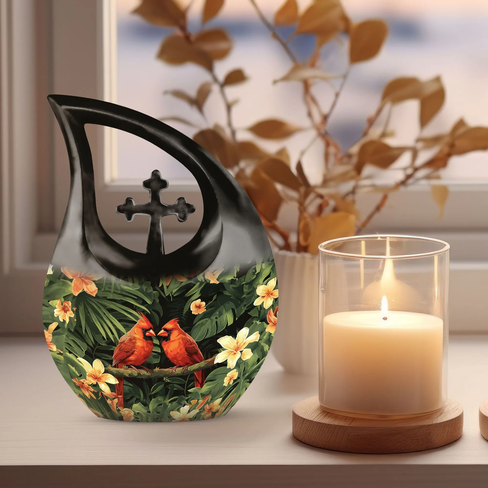 Cardinal Bird Urn-  Memorial Cremation Urn For Human Ashes Urn