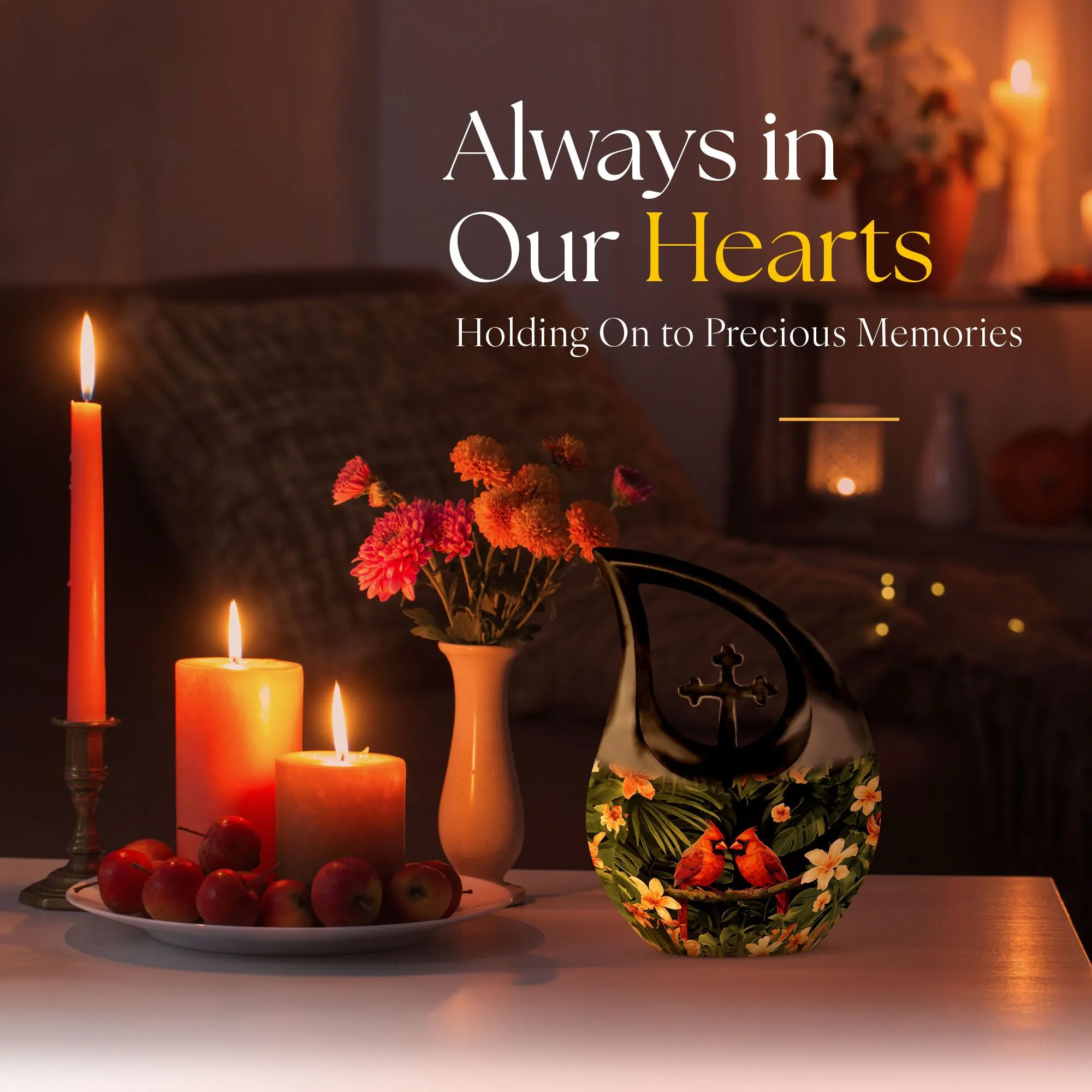 Cardinal Bird Urn-  Memorial Cremation Urn For Human Ashes Urn