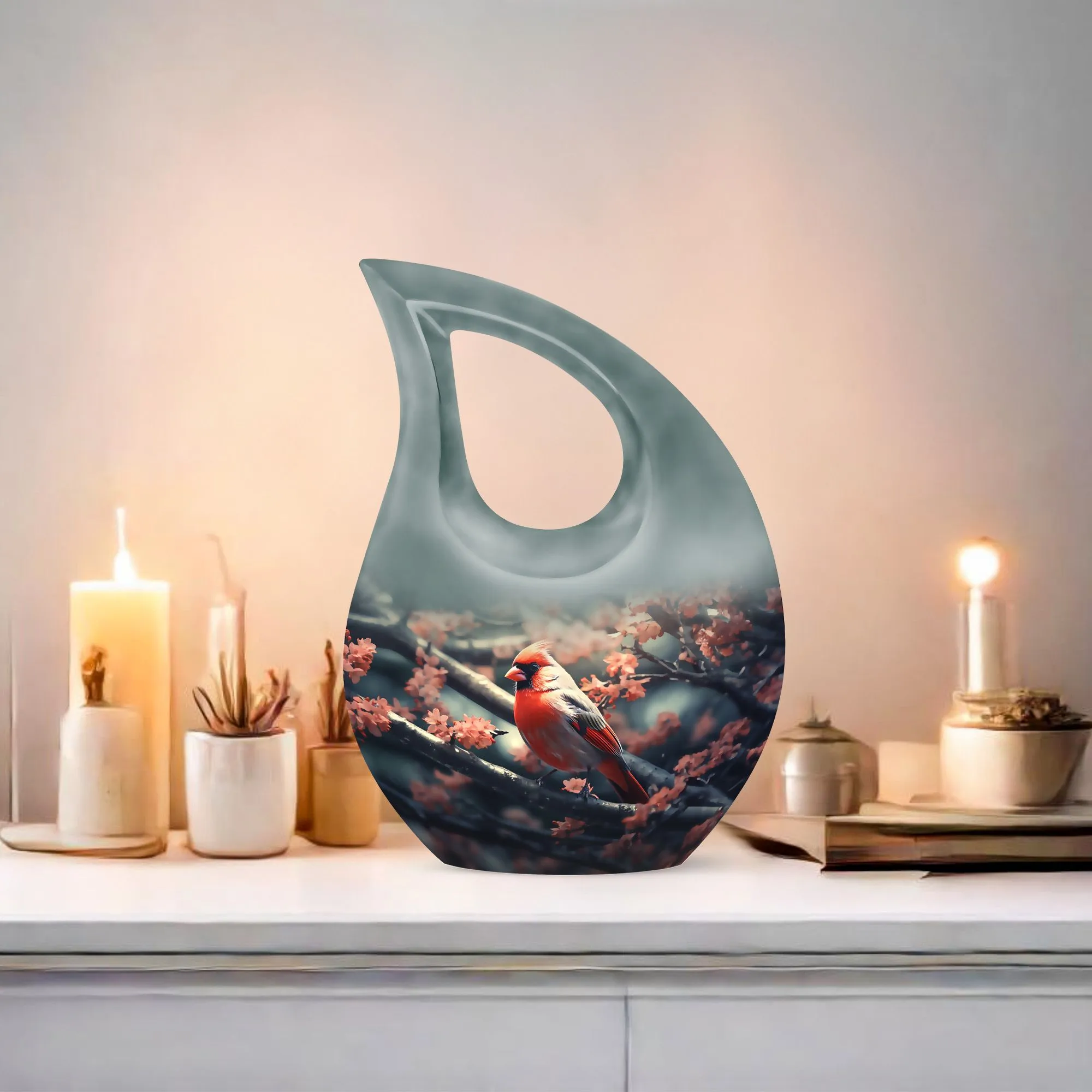 Cardinal Bird Urn: Small Keepsake Urn For Human Ashes