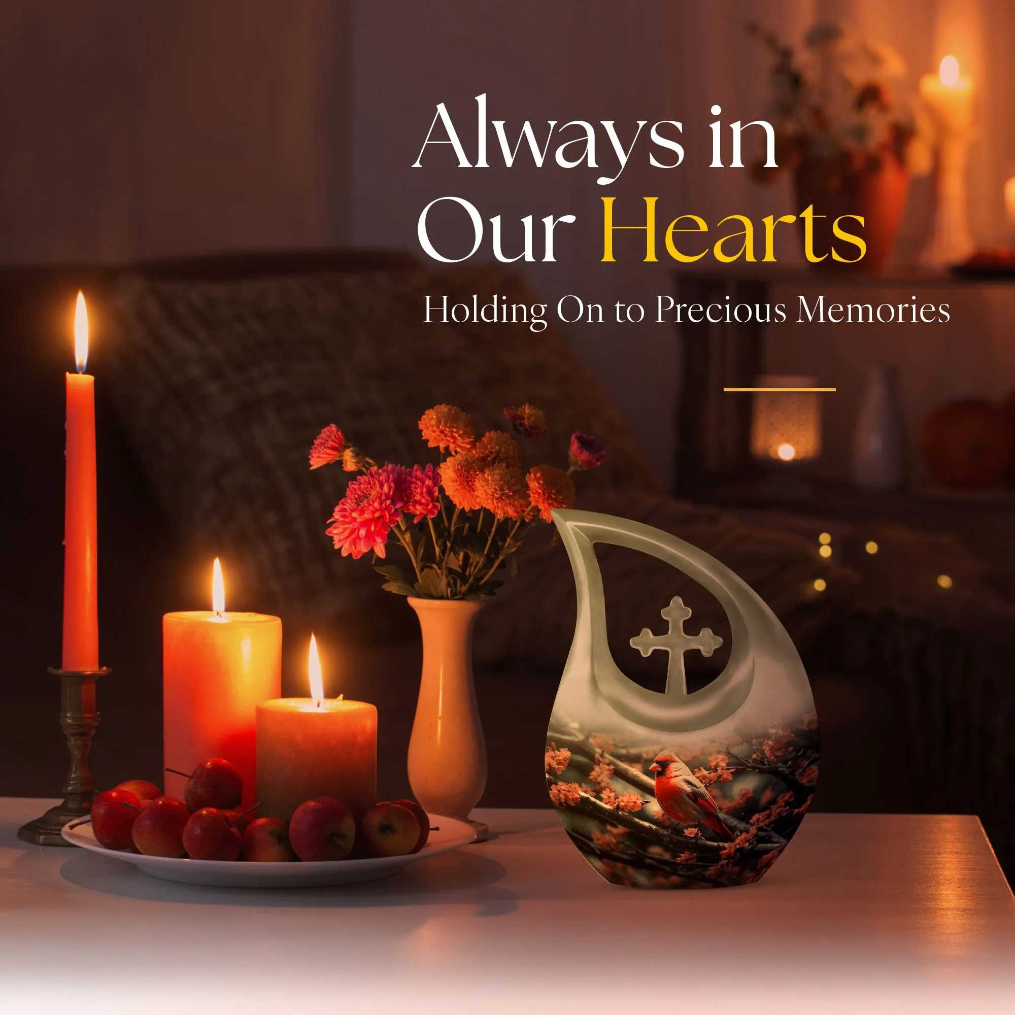 Cardinal Bird Urn: Small Keepsake Urn For Human Ashes