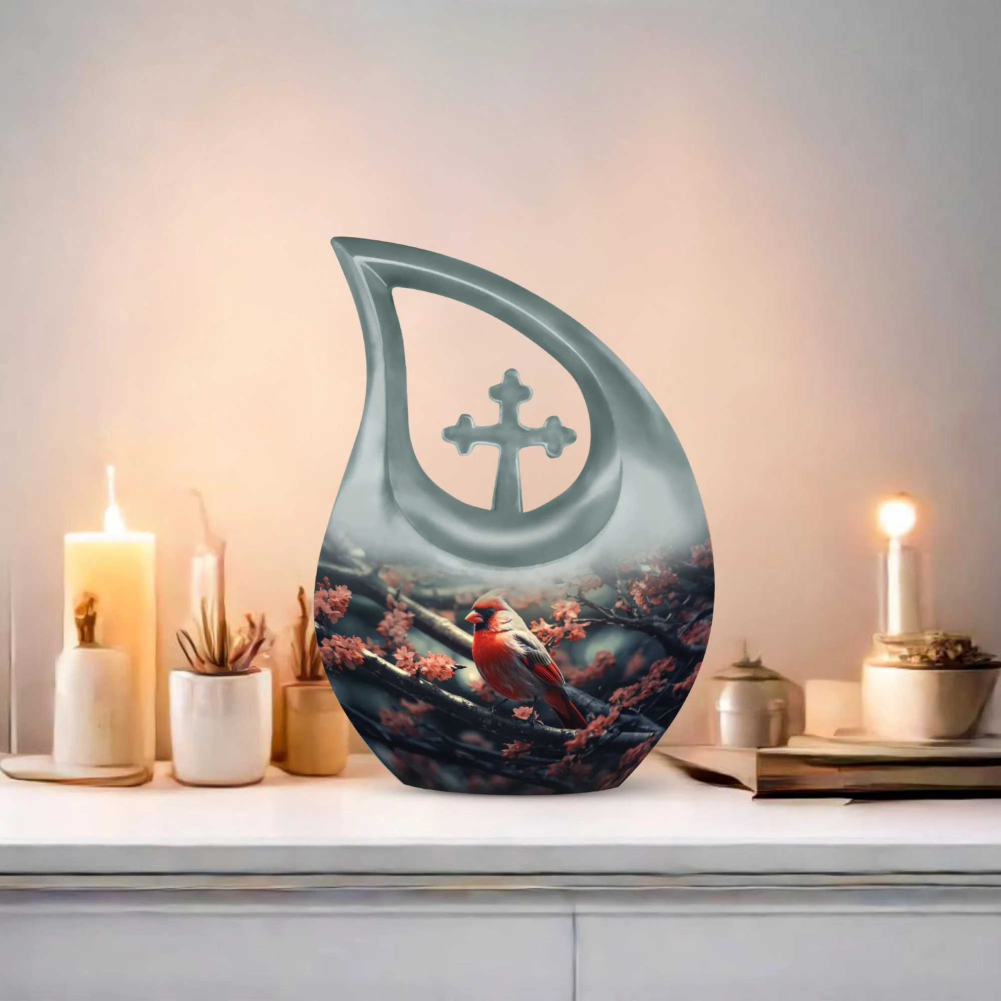 Cardinal Bird Urn: Small Keepsake Urn For Human Ashes