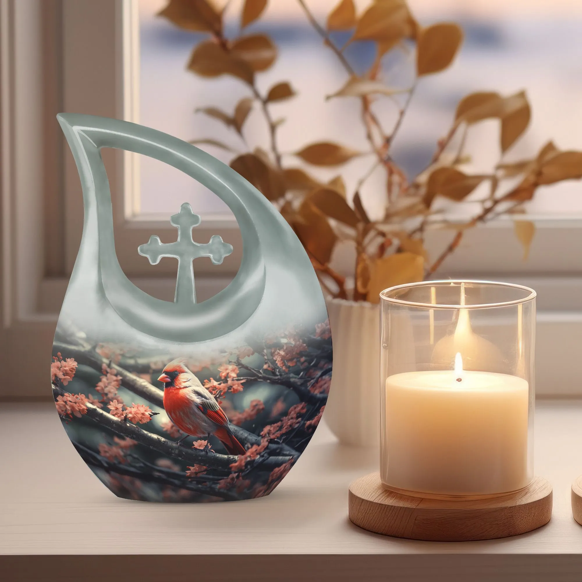 Cardinal Bird Urn: Small Keepsake Urn For Human Ashes
