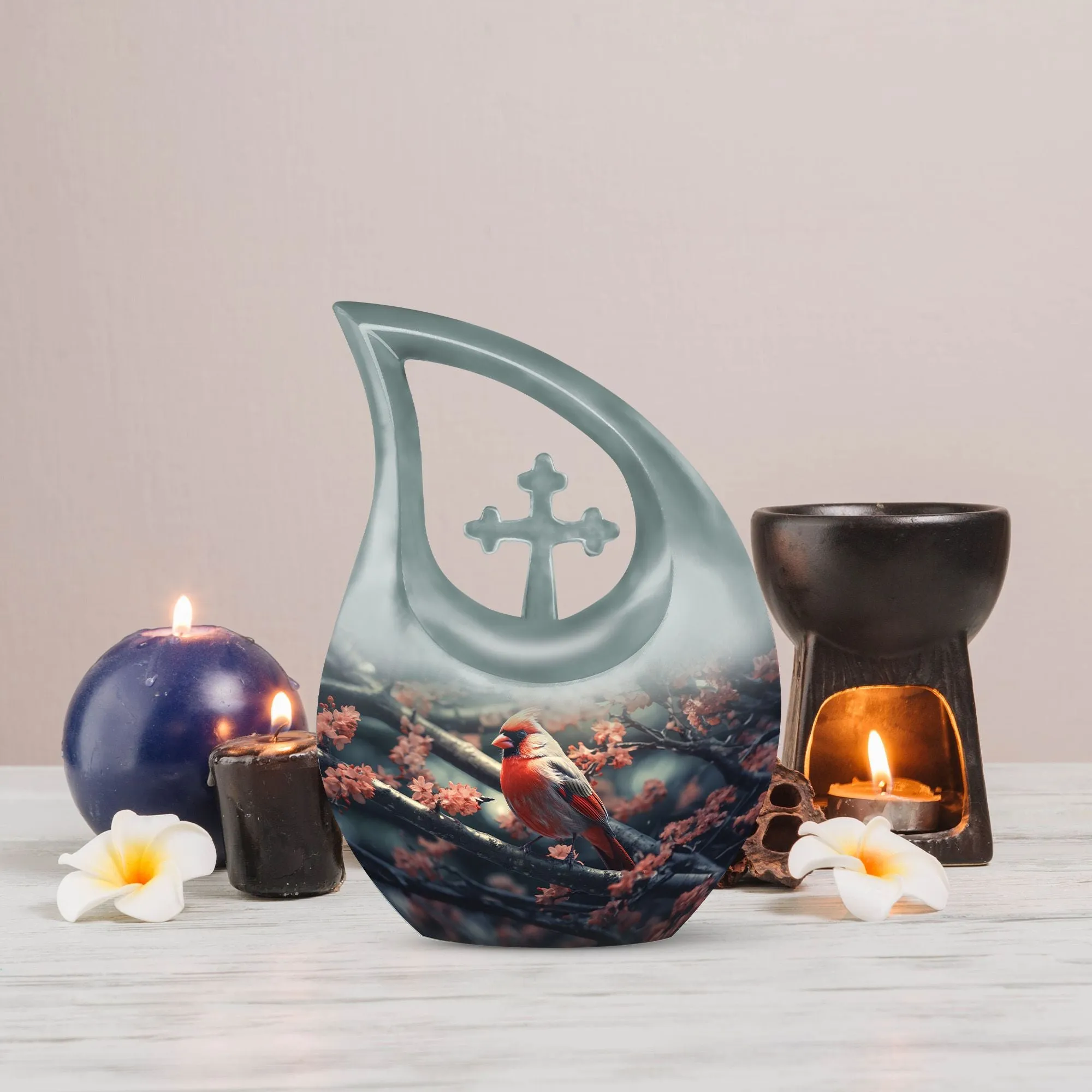 Cardinal Bird Urn: Small Keepsake Urn For Human Ashes