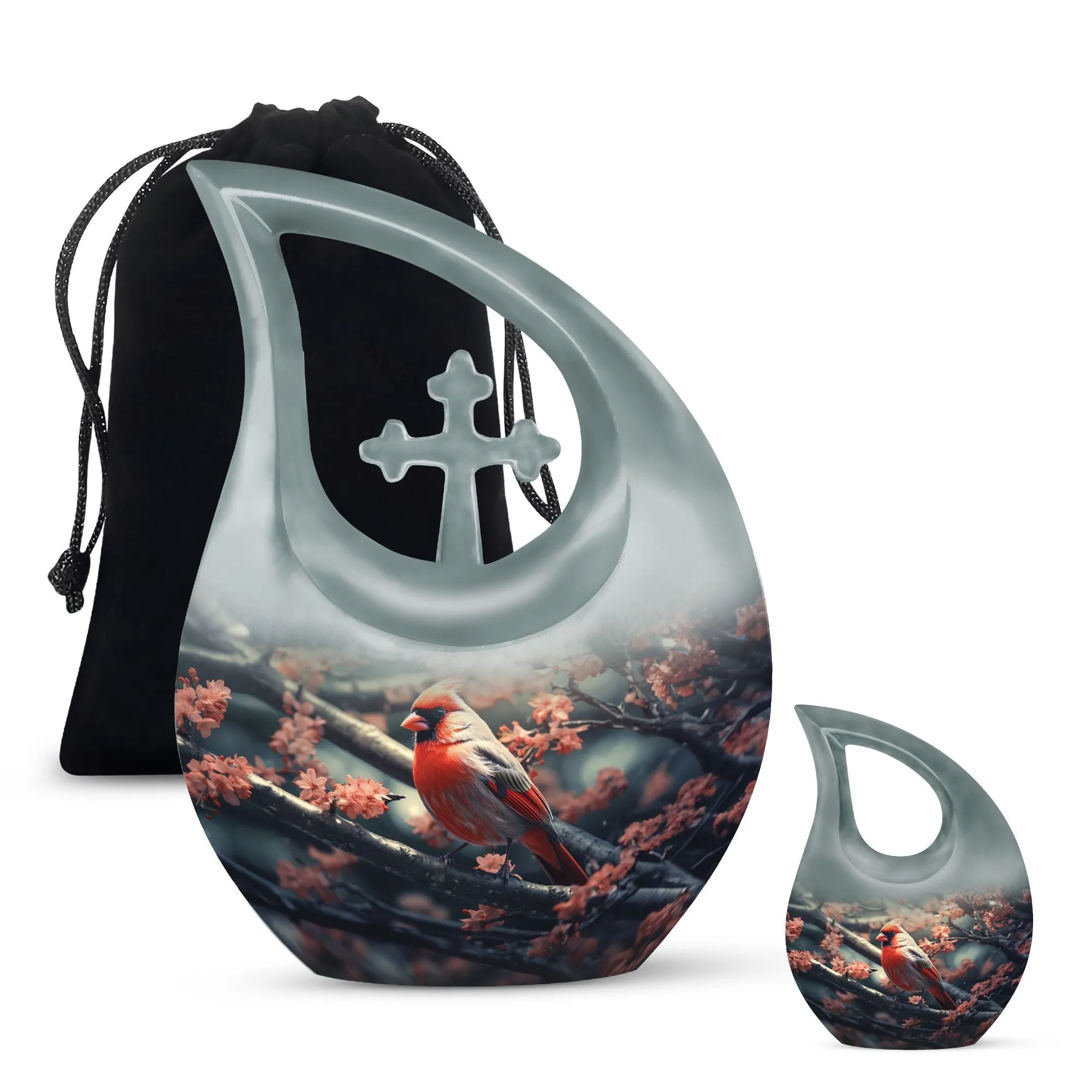 Cardinal Bird Urn: Small Keepsake Urn For Human Ashes