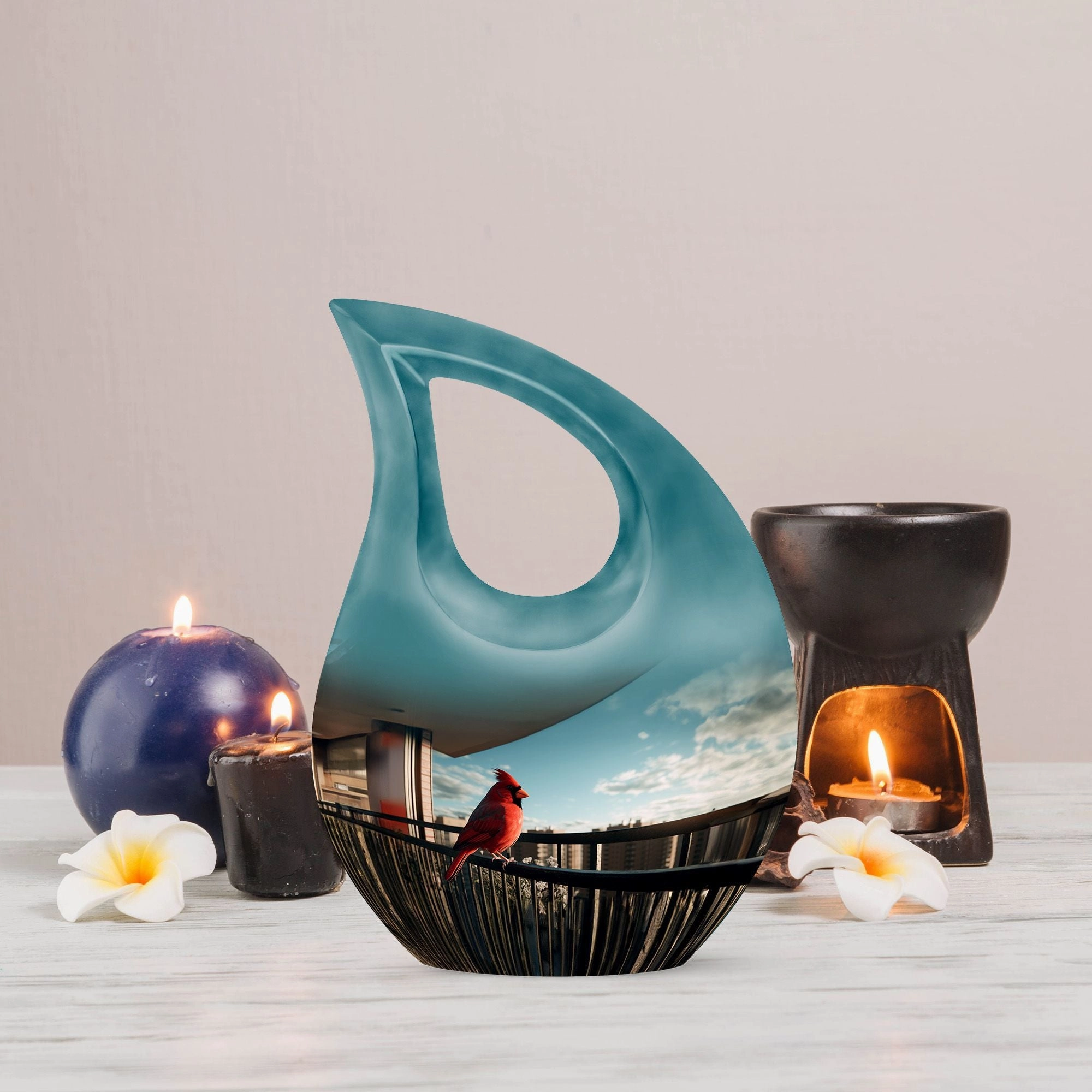 Cardinal Bird Memorial Urn: Cremation Urn For Ashes