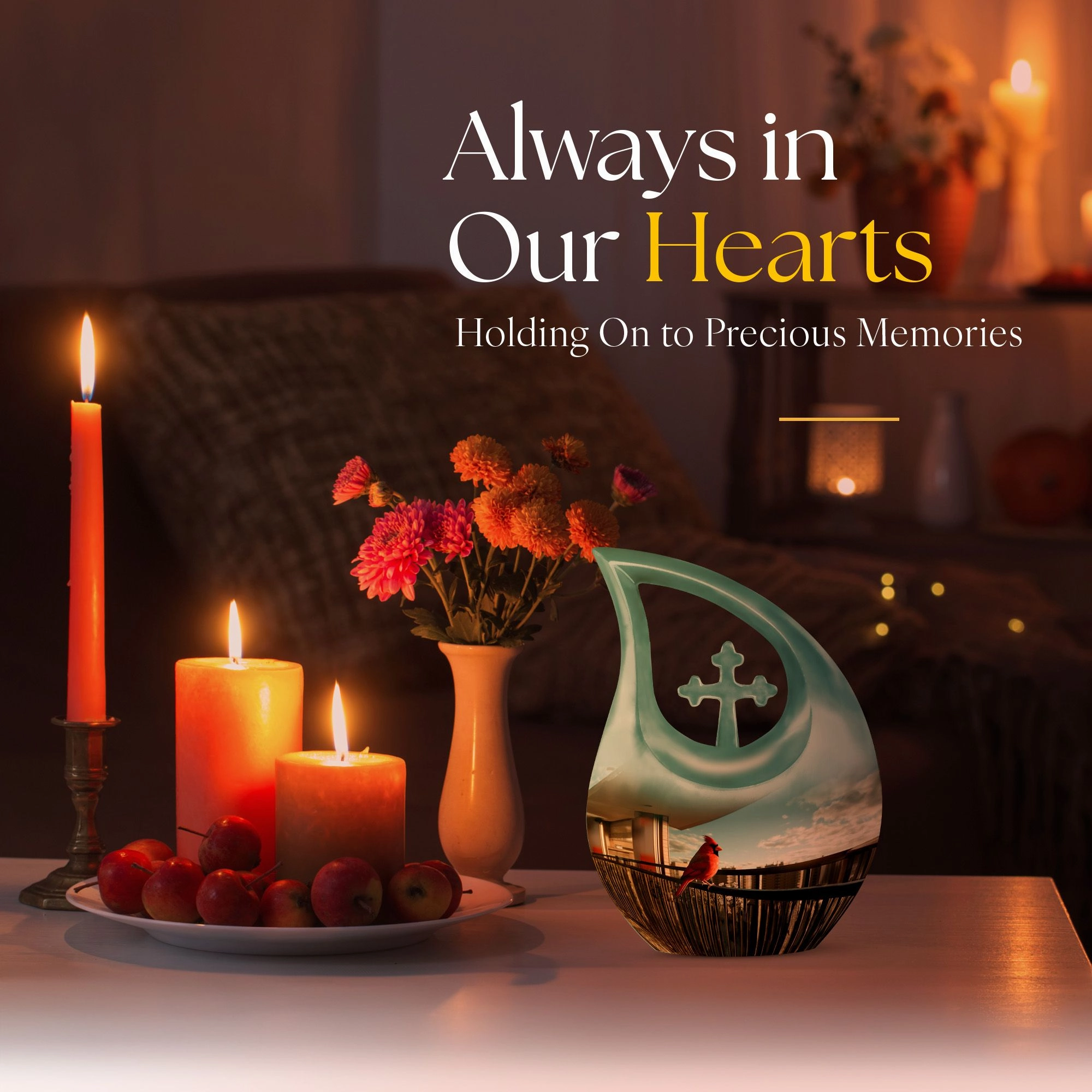 Cardinal Bird Memorial Urn: Cremation Urn For Ashes