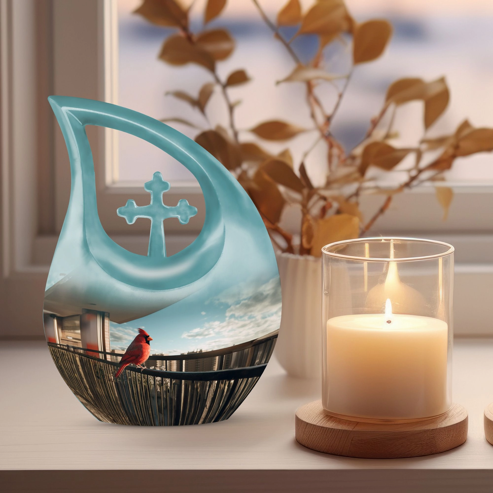 Cardinal Bird Memorial Urn: Cremation Urn For Ashes