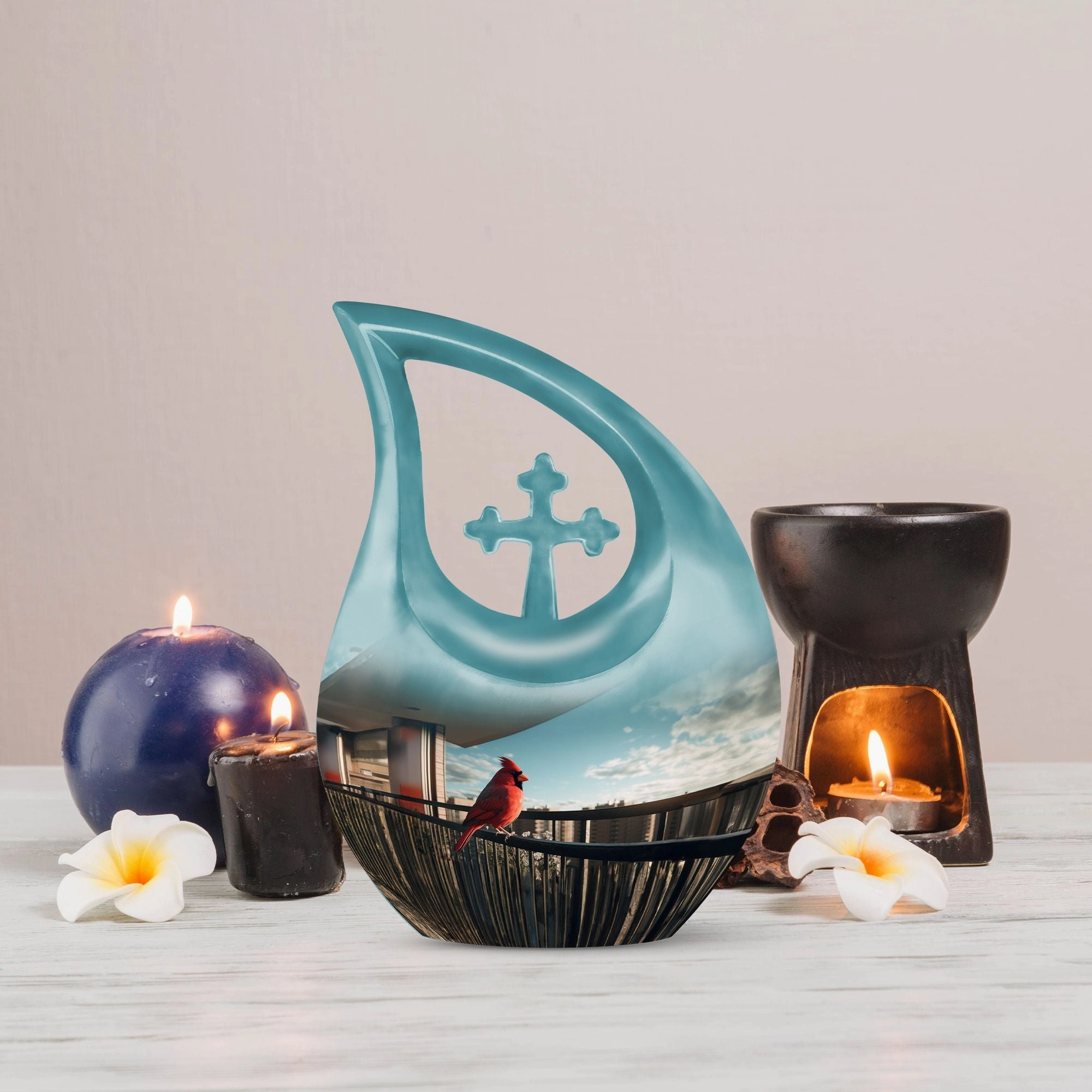 Cardinal Bird Memorial Urn: Cremation Urn For Ashes