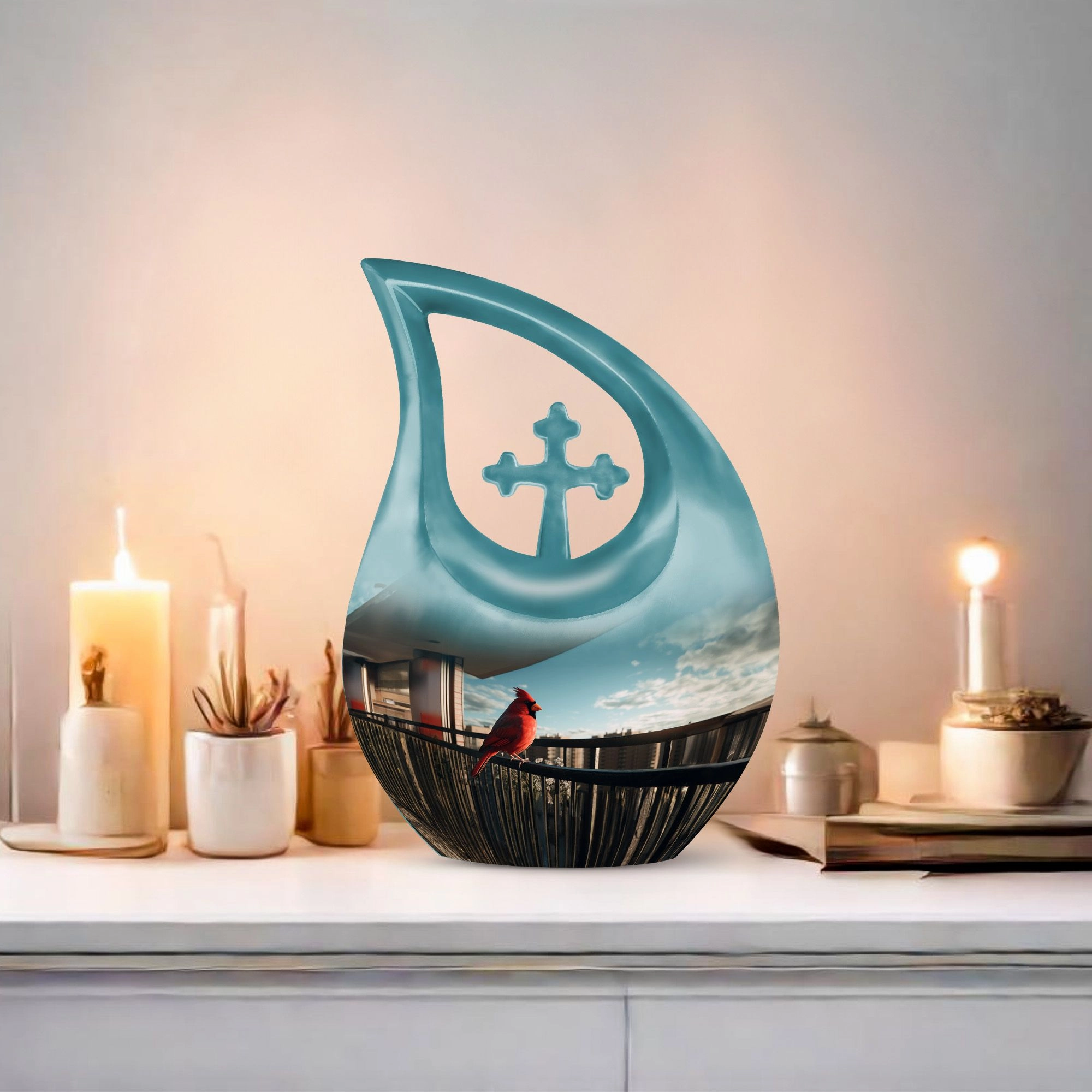 Cardinal Bird Memorial Urn: Cremation Urn For Ashes