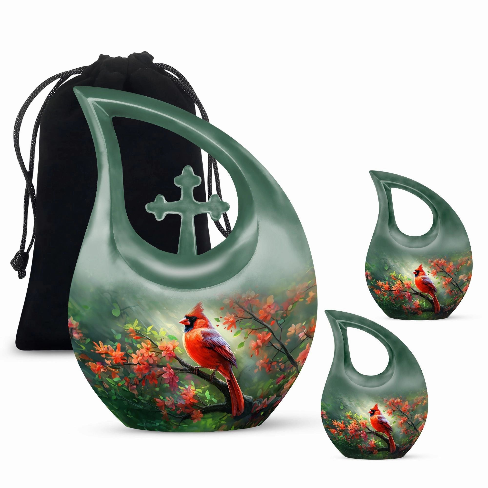 Cardinal Bird Memorial Urn For Human Ashes
