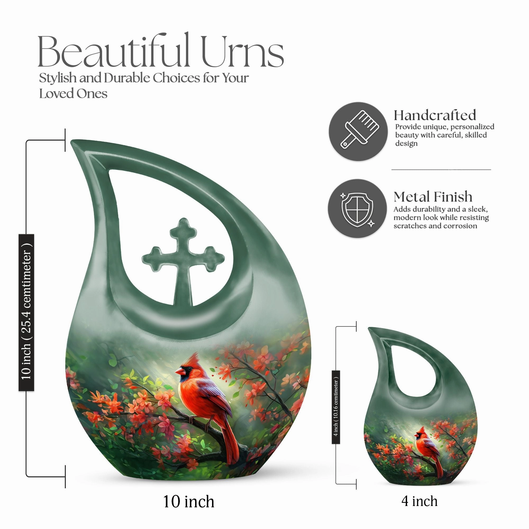 Cardinal Bird Memorial Urn For Human Ashes