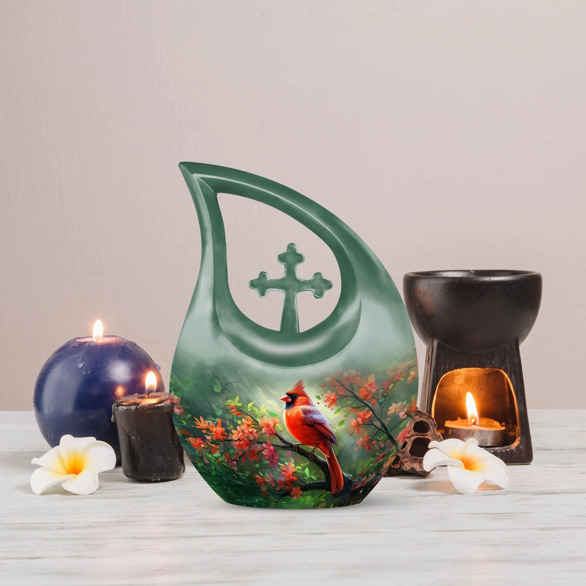 Cardinal Bird Memorial Urn For Human Ashes