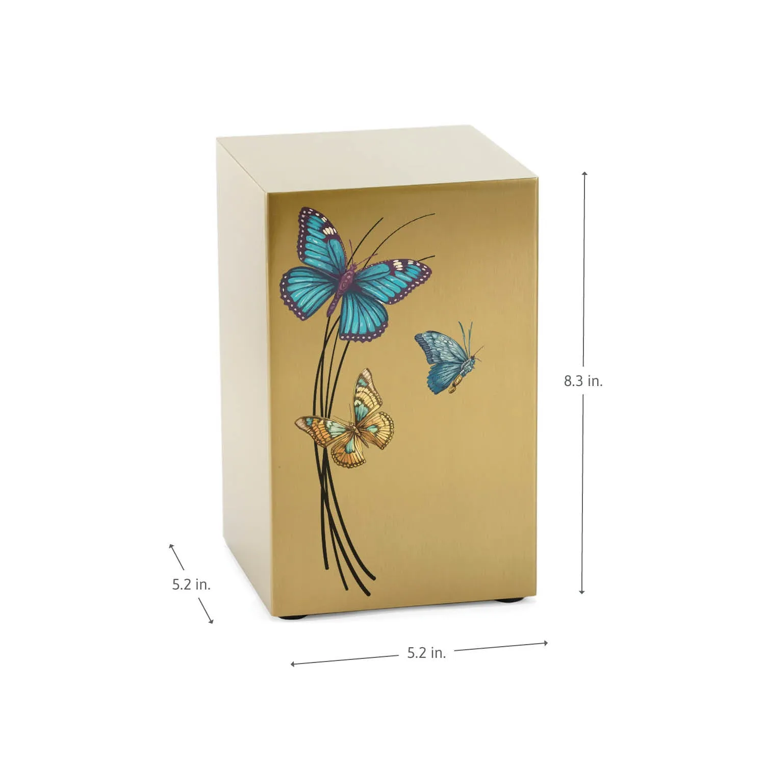 Cascade Bronze Cremation Urn With Blue & Yellow Butterflies