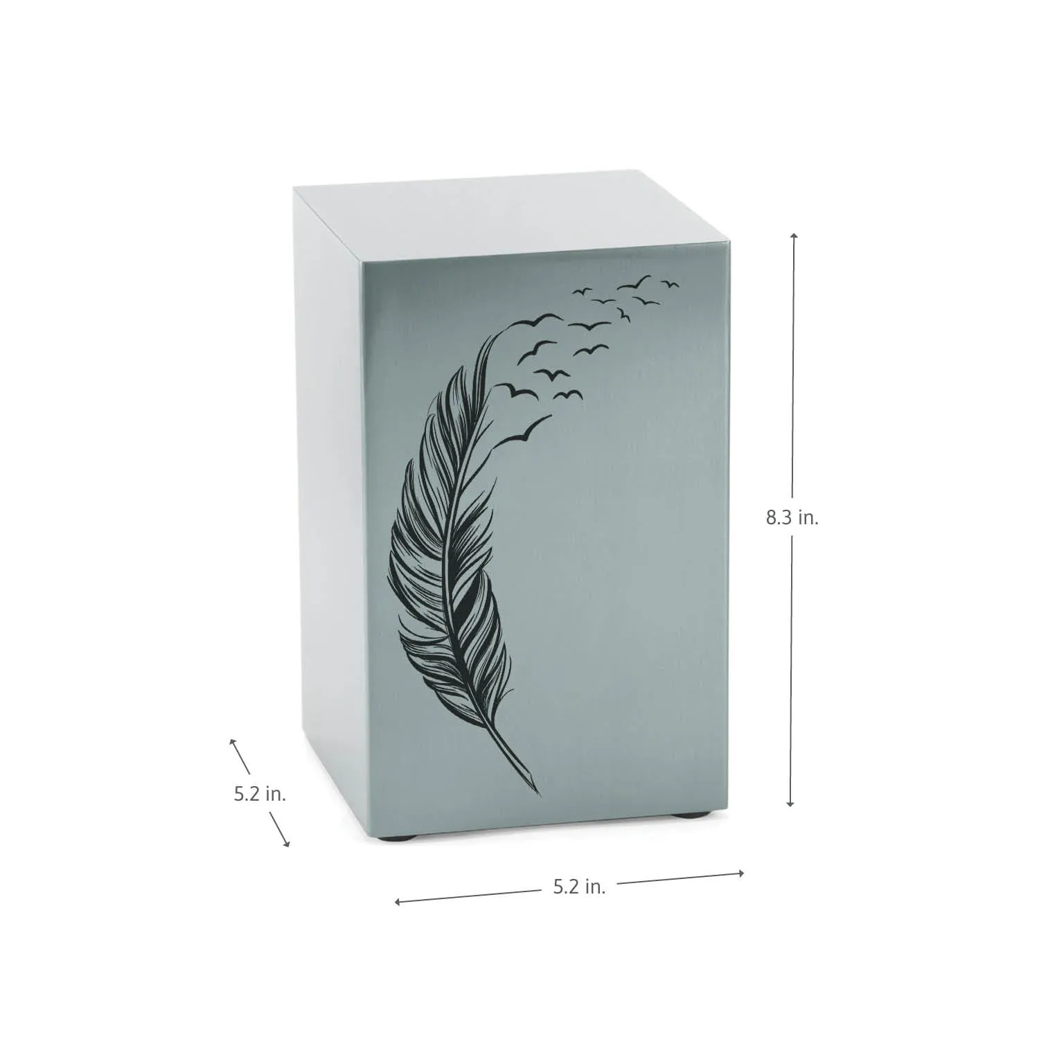 Cascade Pewter Cremation Urn with Black Take Flight Feather