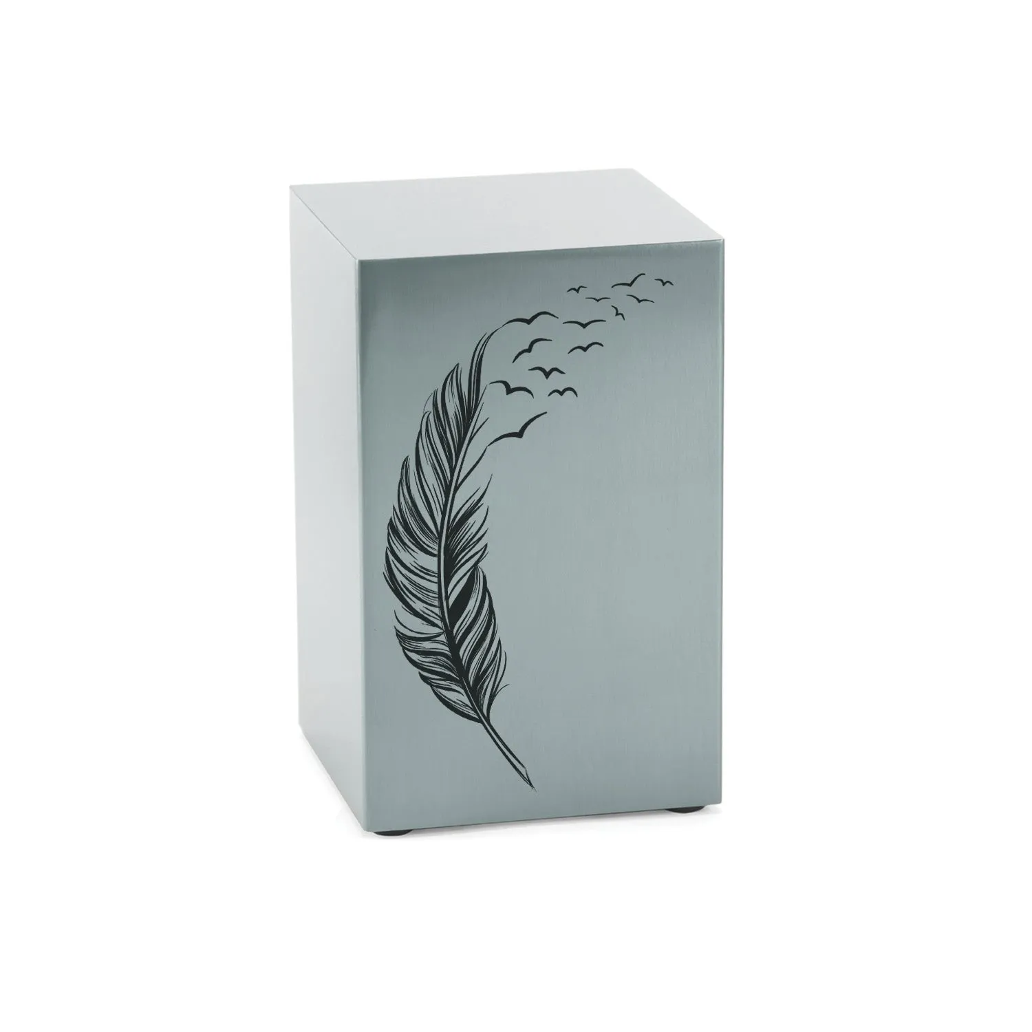 Cascade Pewter Cremation Urn with Black Take Flight Feather