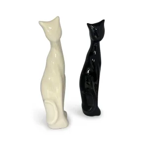 Cat Urn [Q] - Forward Facing Black or White (Sale)