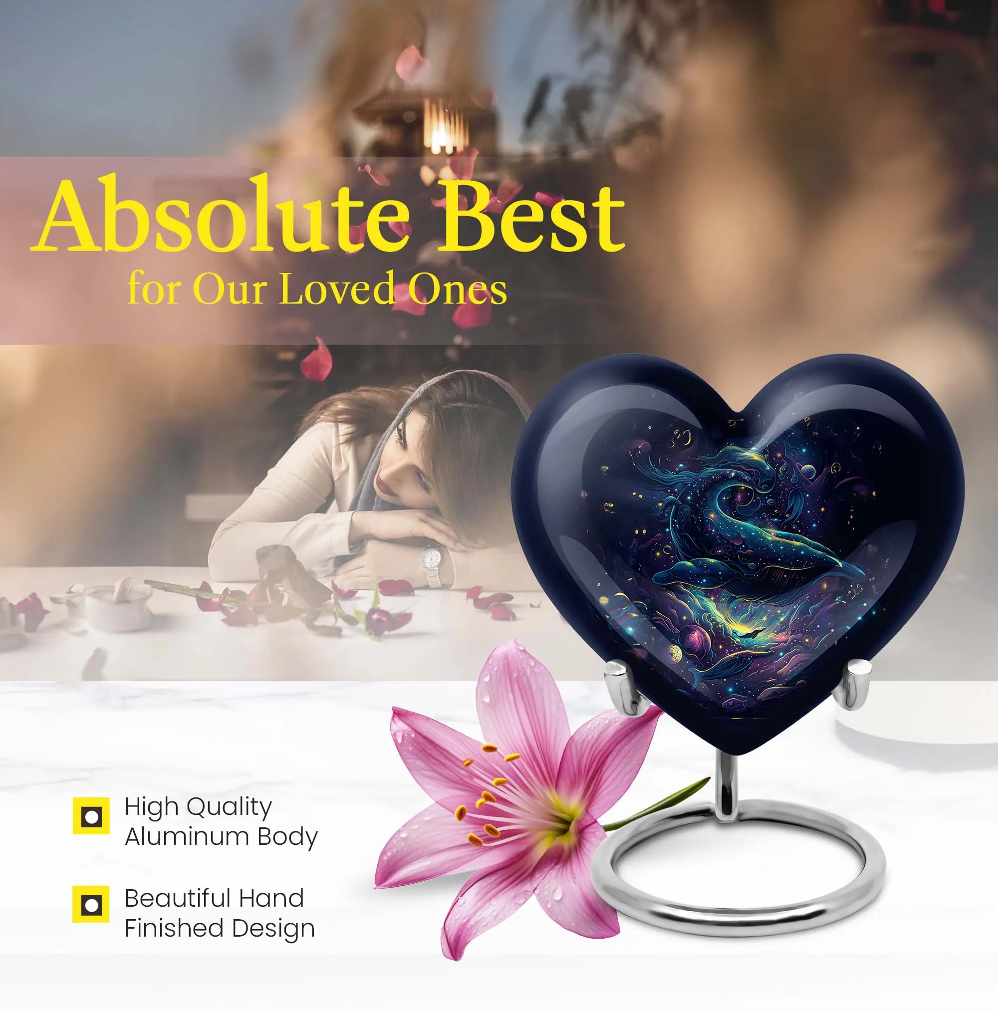 Catholic Cremation Urn - Contemporary Burial Urn for Ashes