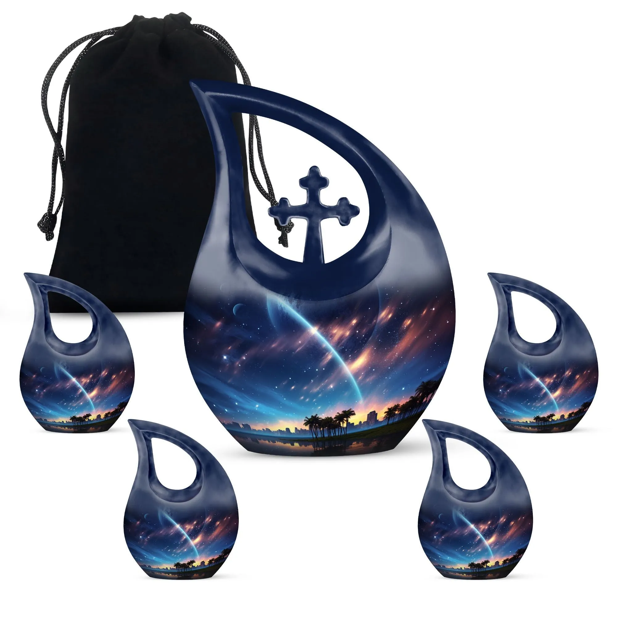 Celestial Glow Urn : 10 Inch Aluminium Memorial Cremation Urn