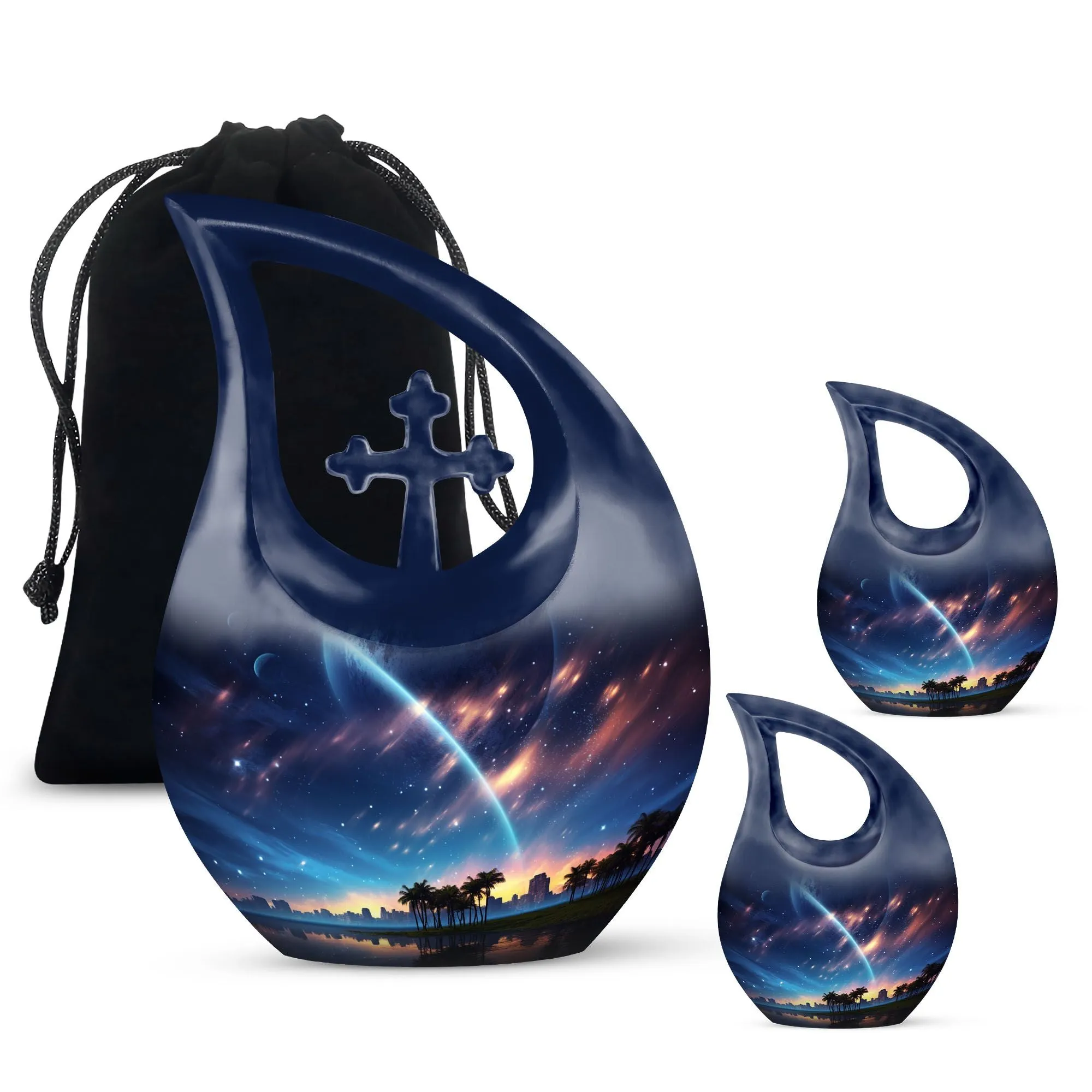 Celestial Glow Urn : 10 Inch Aluminium Memorial Cremation Urn