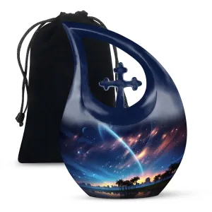Celestial Glow Urn : 10 Inch Aluminium Memorial Cremation Urn