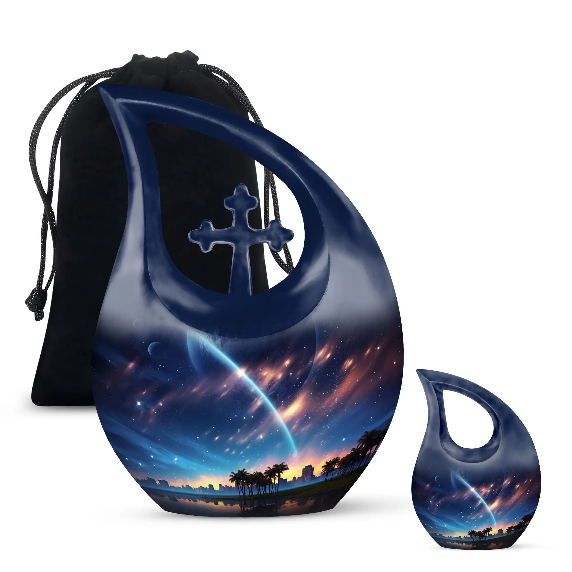 Celestial Glow Urn : 10 Inch Aluminium Memorial Cremation Urn