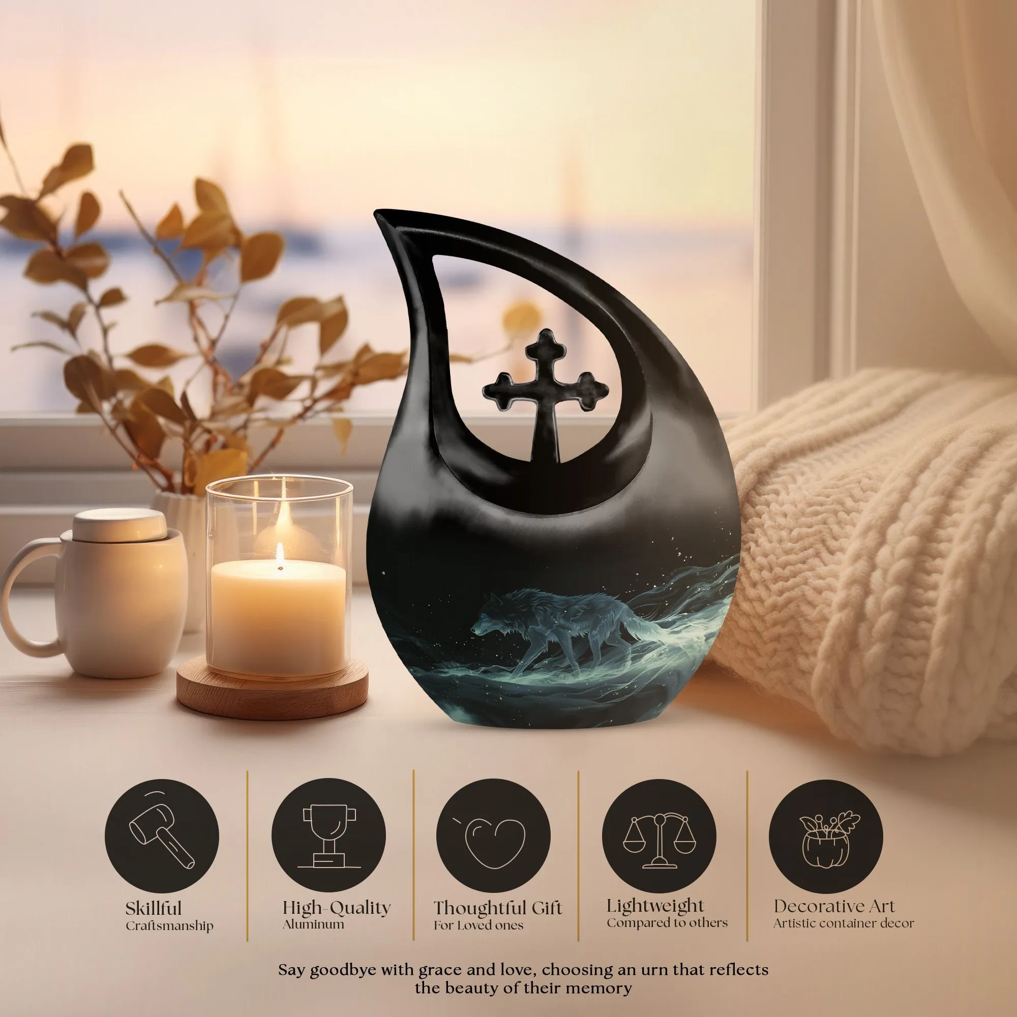 Celestial Wraith Wolf Urn : Memories Cremation Urn