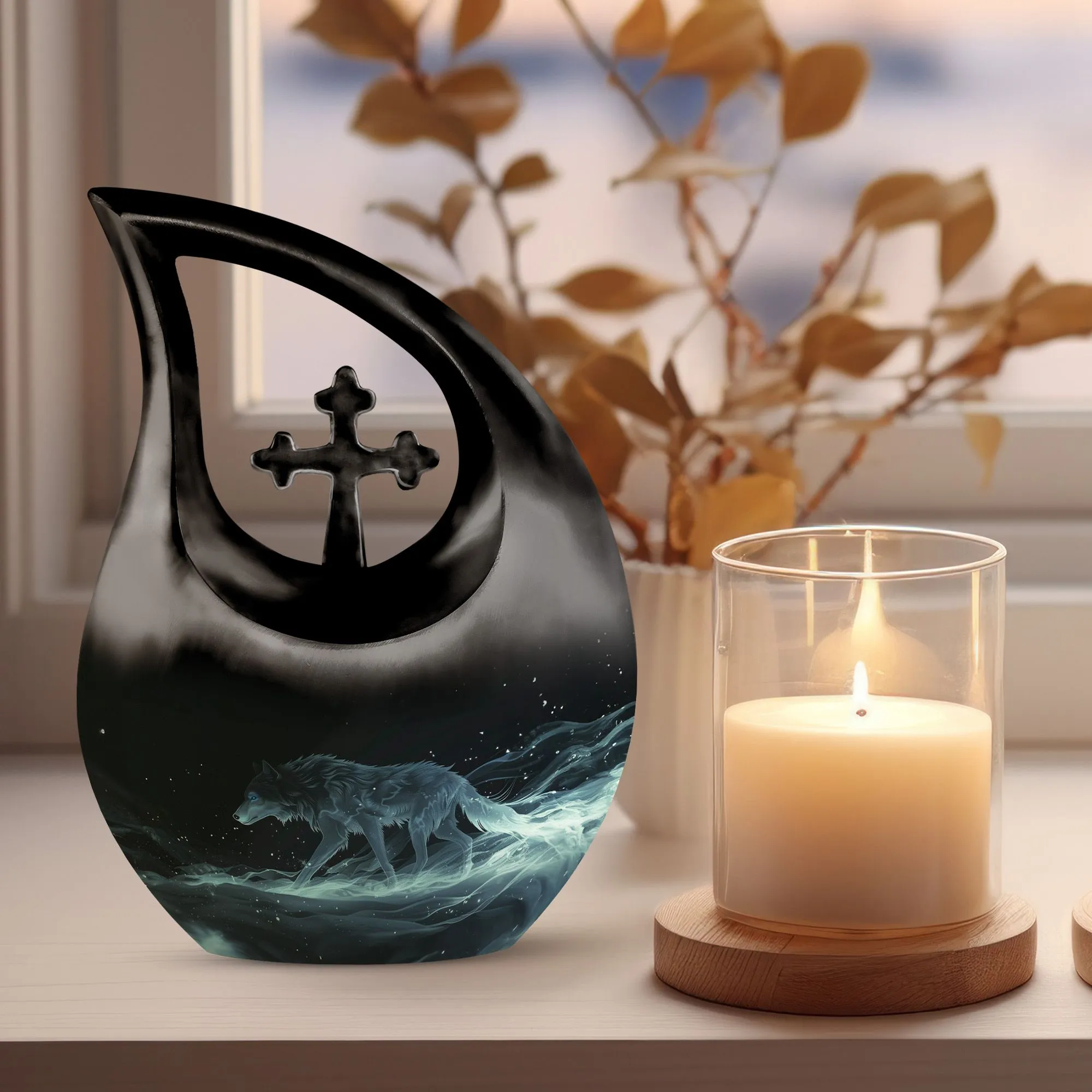 Celestial Wraith Wolf Urn : Memories Cremation Urn