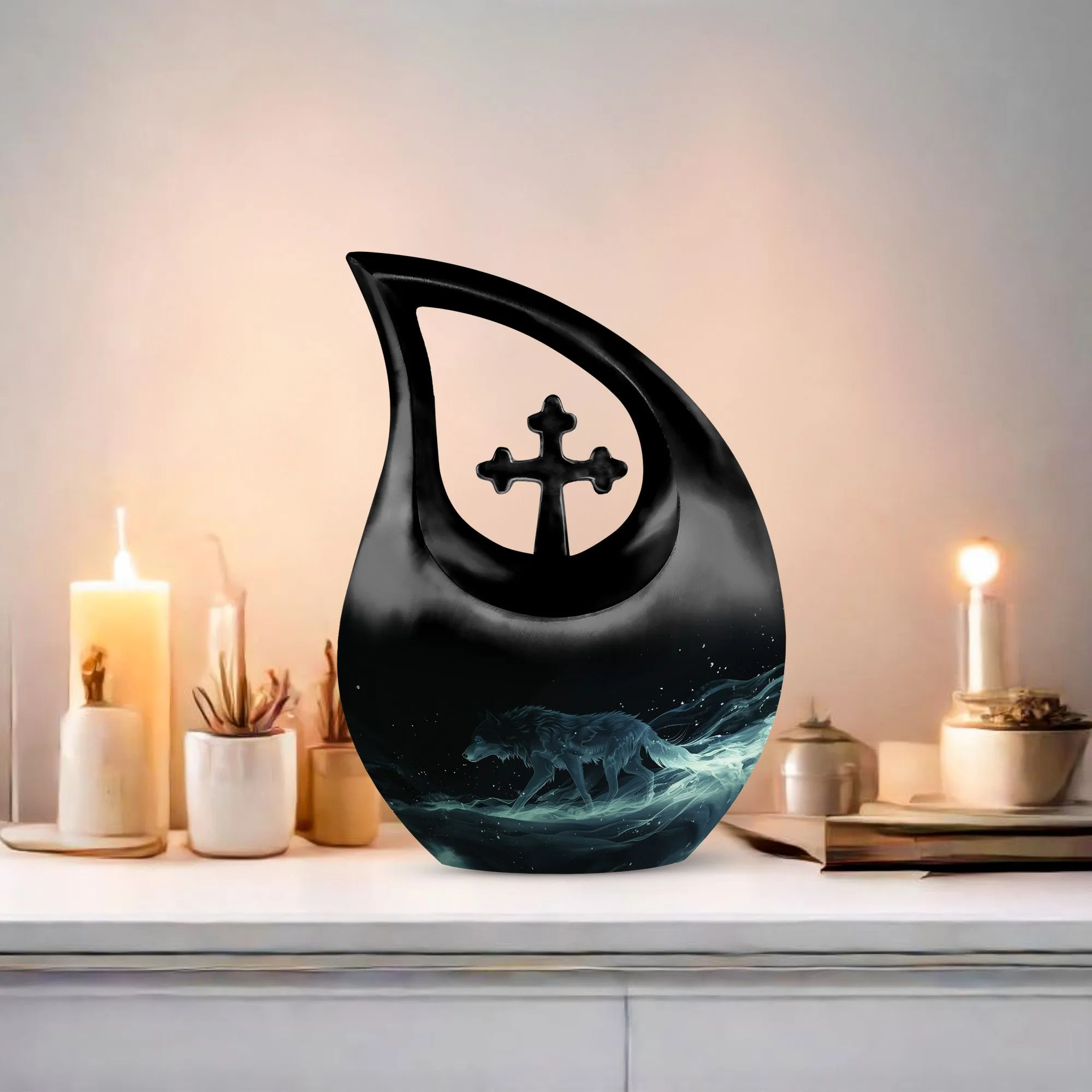 Celestial Wraith Wolf Urn : Memories Cremation Urn
