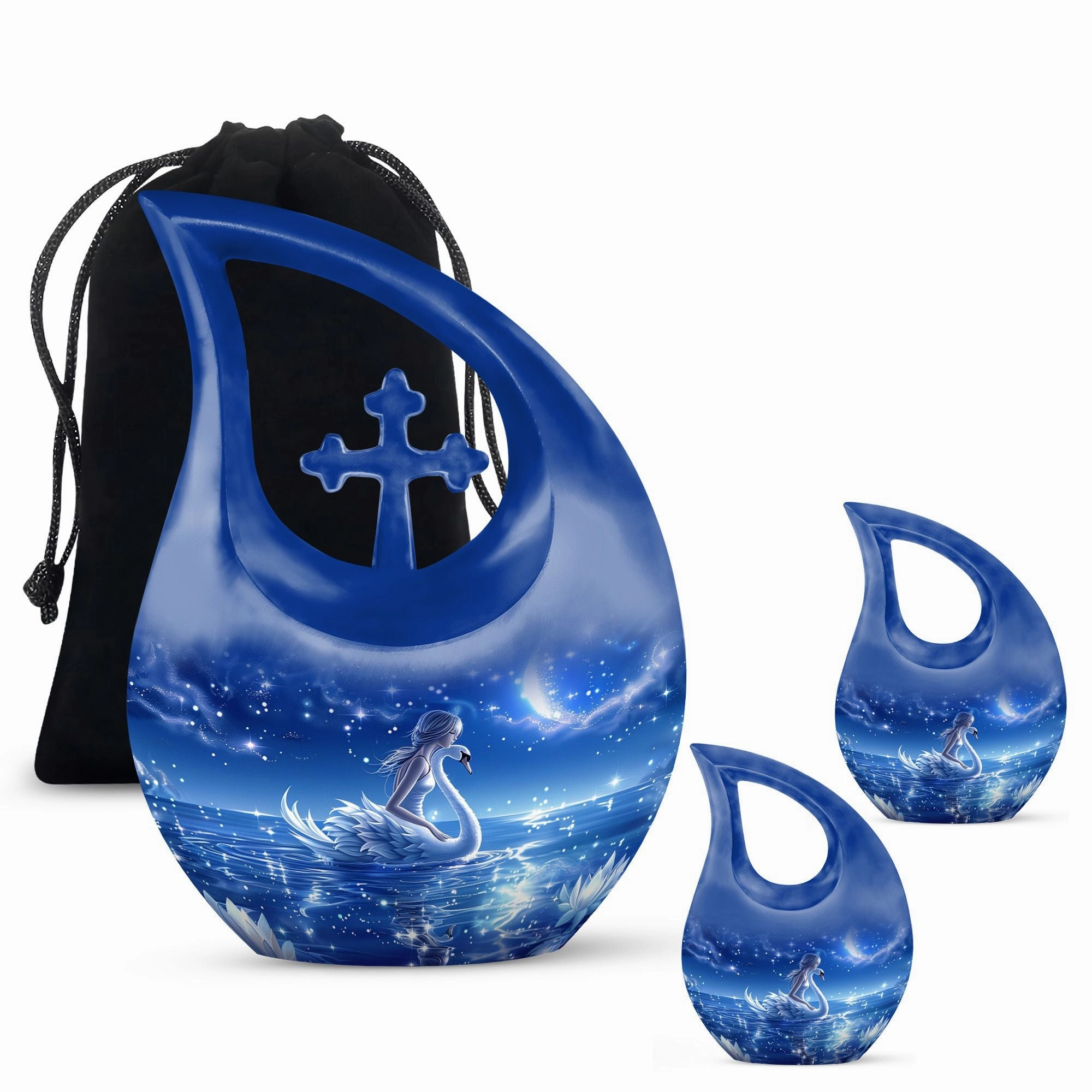 Celestial Swan Dreamscape Memorial Urn – Embrace The Sky