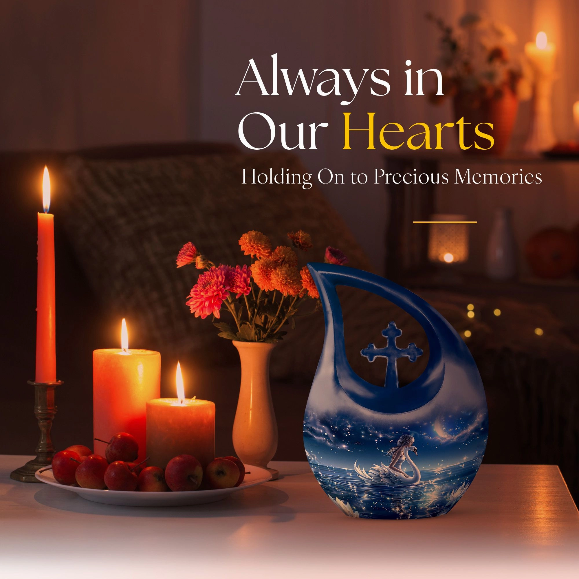 Celestial Swan Dreamscape Memorial Urn – Embrace The Sky