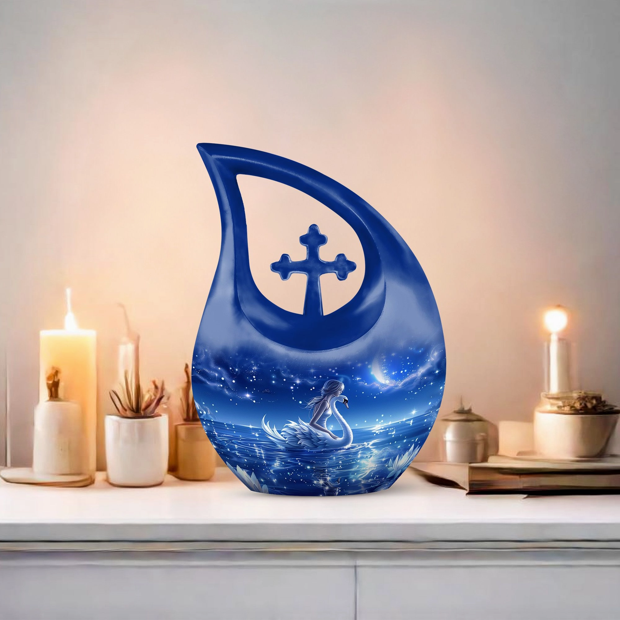 Celestial Swan Dreamscape Memorial Urn – Embrace The Sky