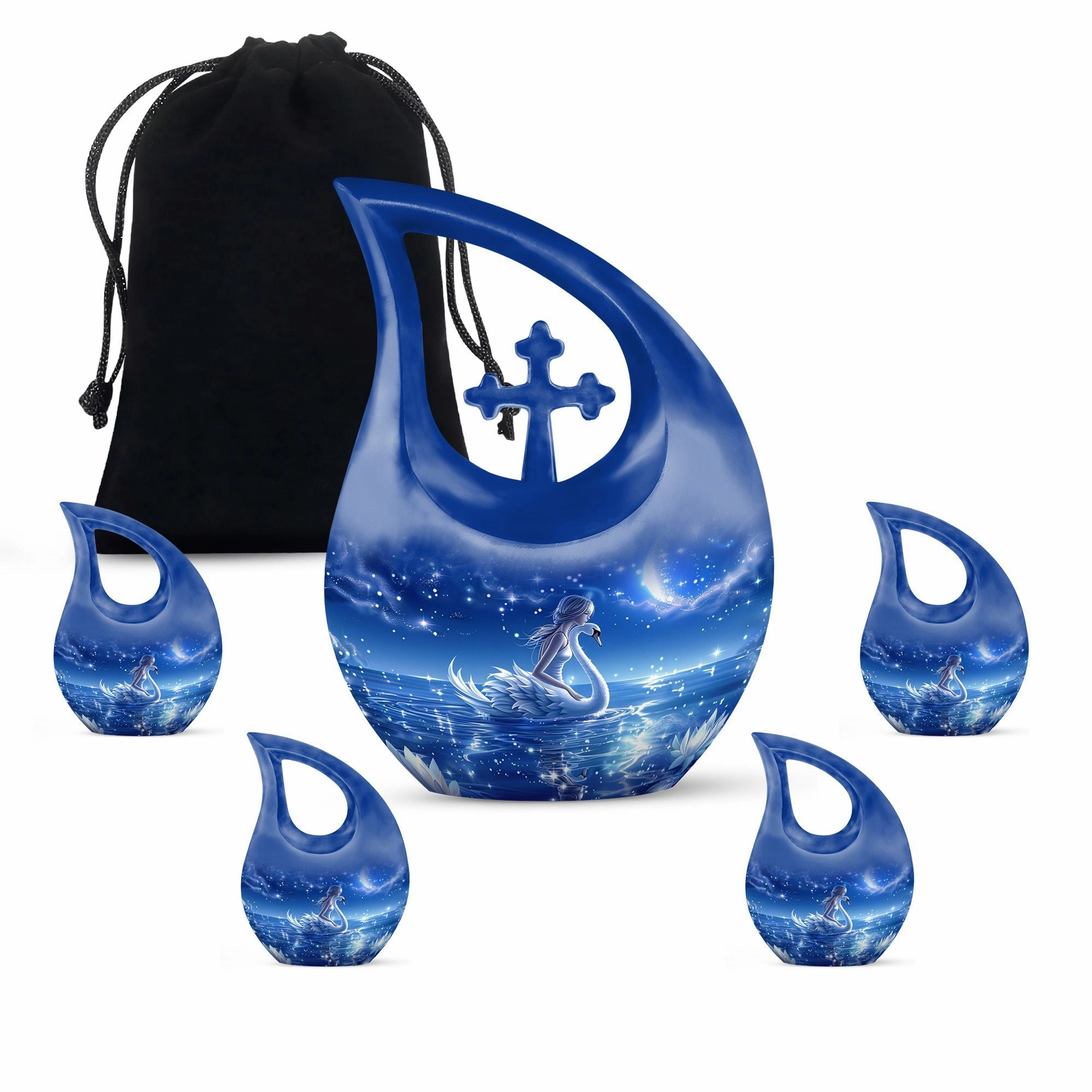 Celestial Swan Dreamscape Memorial Urn – Embrace The Sky