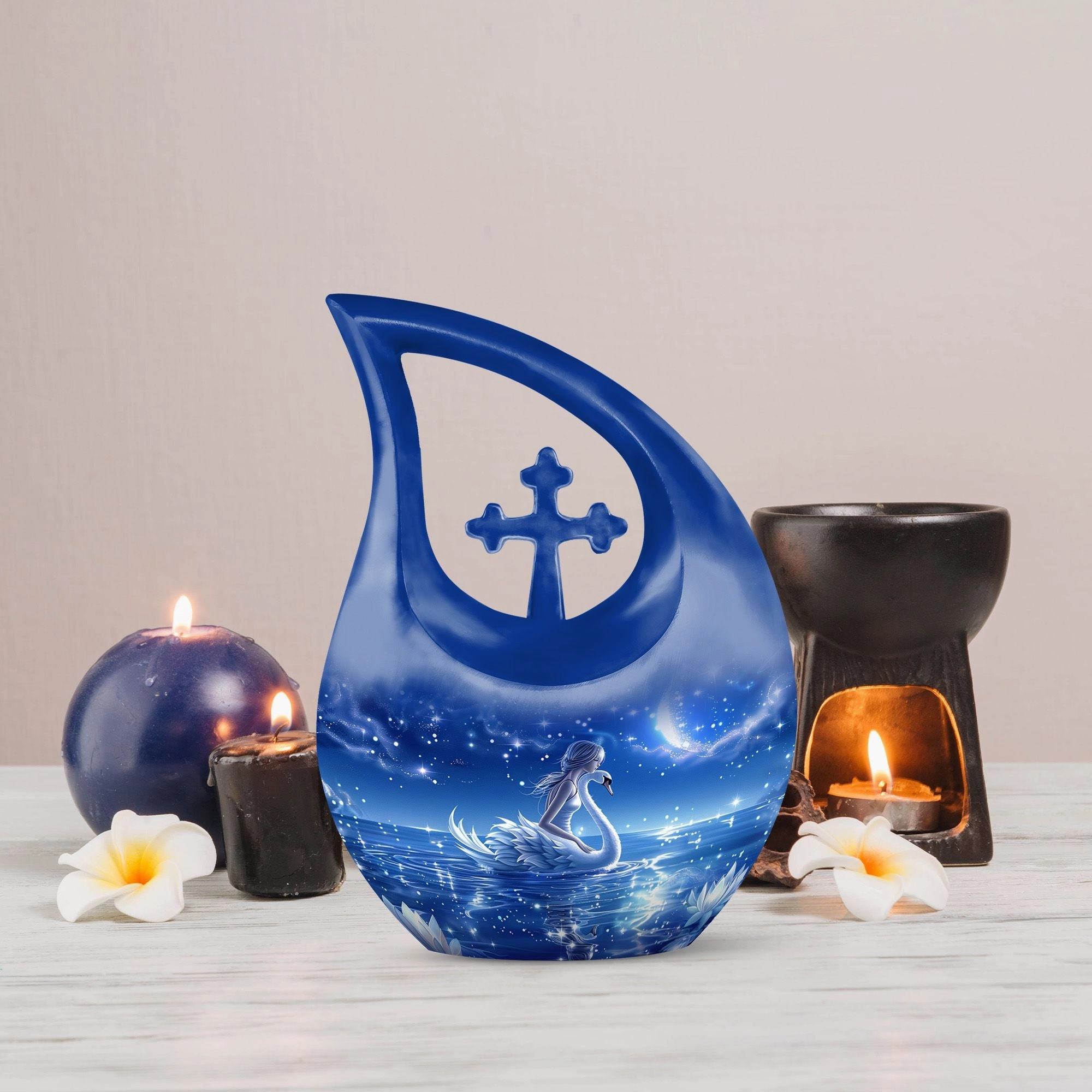 Celestial Swan Dreamscape Memorial Urn – Embrace The Sky