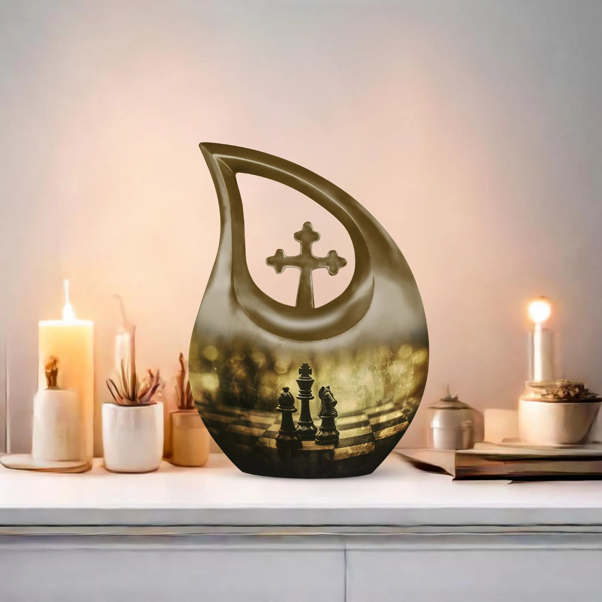 Checkmate Rememberance Chess-Themed Urn For Dad - A Memorable
