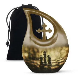 Checkmate Rememberance Chess-Themed Urn For Dad - A Memorable