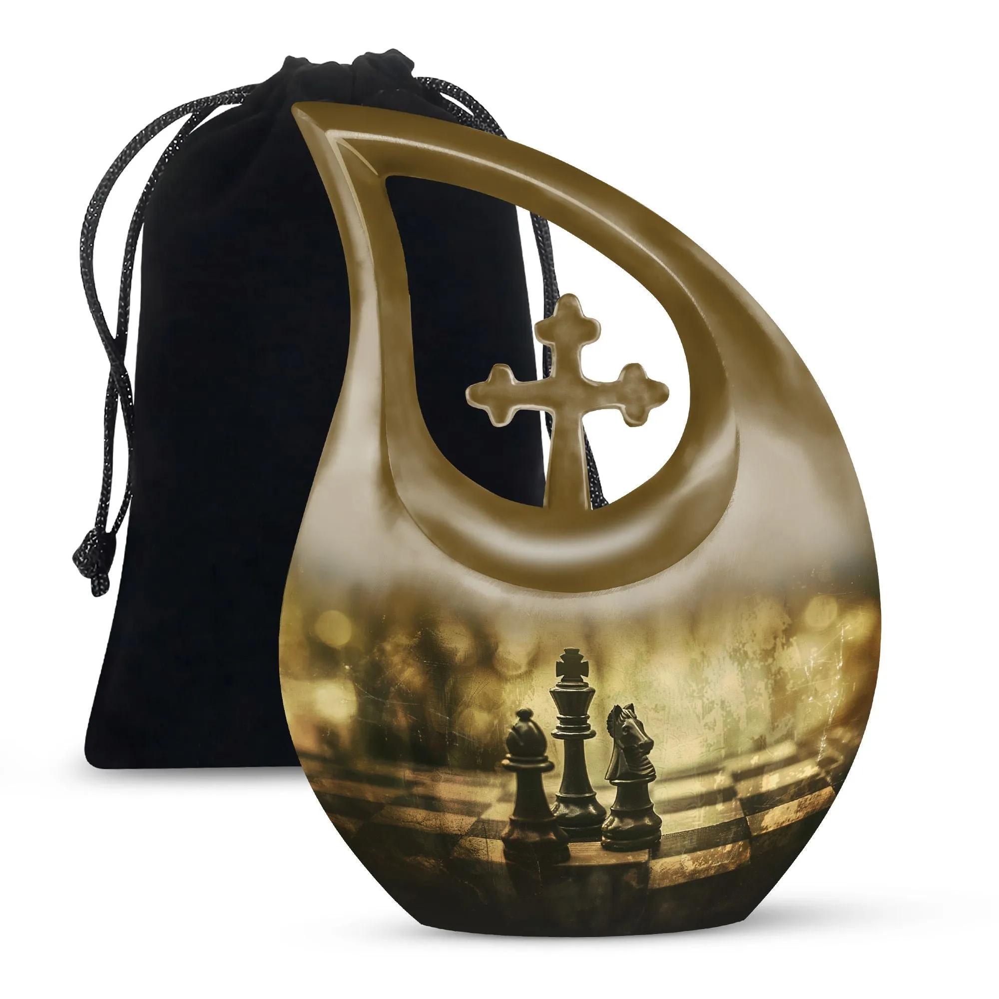 Checkmate Rememberance Chess-Themed Urn For Dad - A Memorable