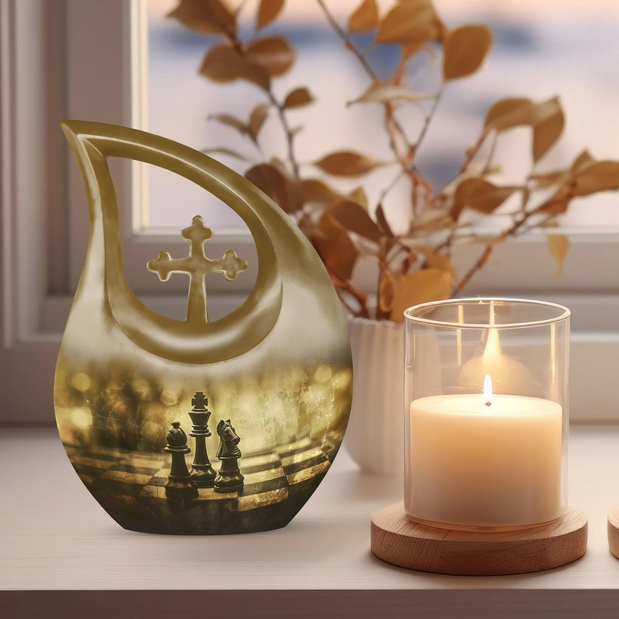 Checkmate Rememberance Chess-Themed Urn For Dad - A Memorable