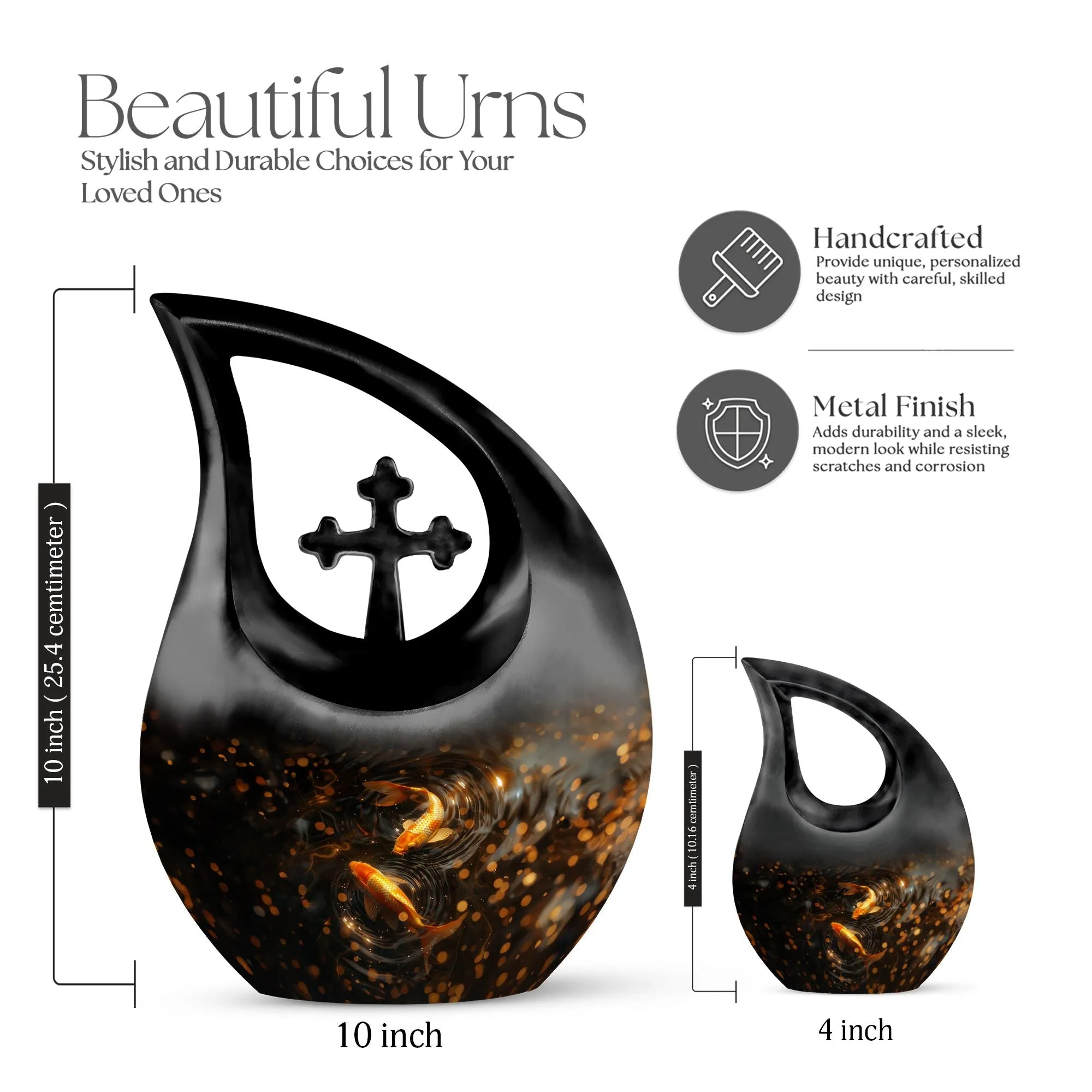 Cherished Forever Gold Fish Memorial Urn - A Tranquil Tribute