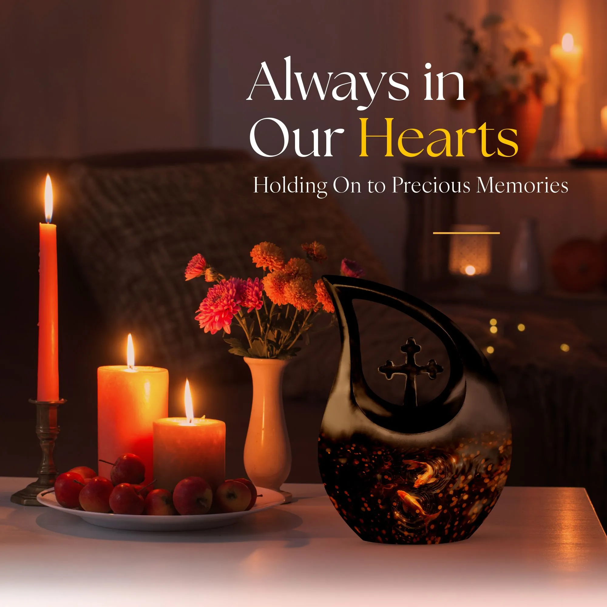 Cherished Forever Gold Fish Memorial Urn - A Tranquil Tribute