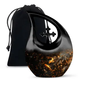 Cherished Forever Gold Fish Memorial Urn - A Tranquil Tribute
