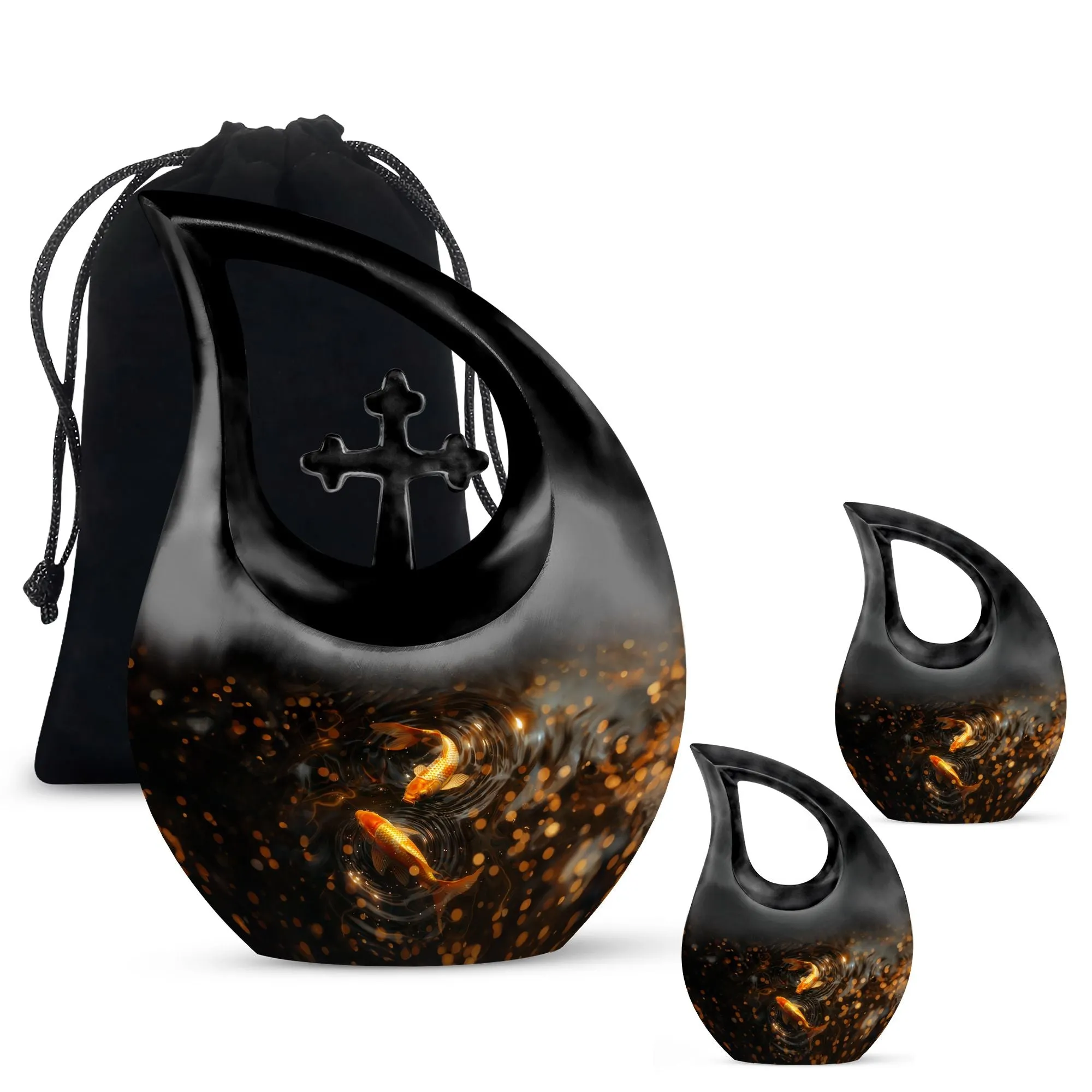 Cherished Forever Gold Fish Memorial Urn - A Tranquil Tribute