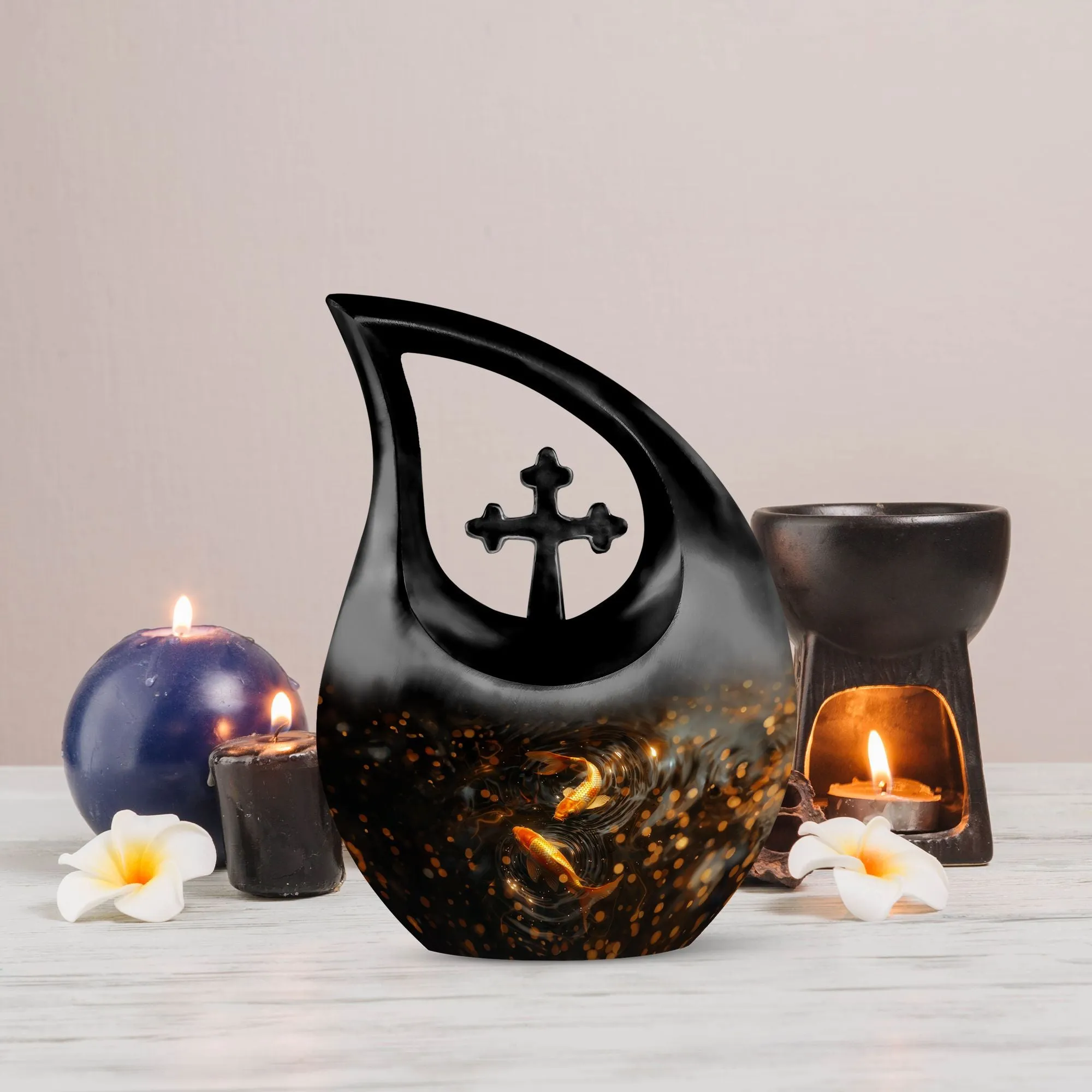 Cherished Forever Gold Fish Memorial Urn - A Tranquil Tribute