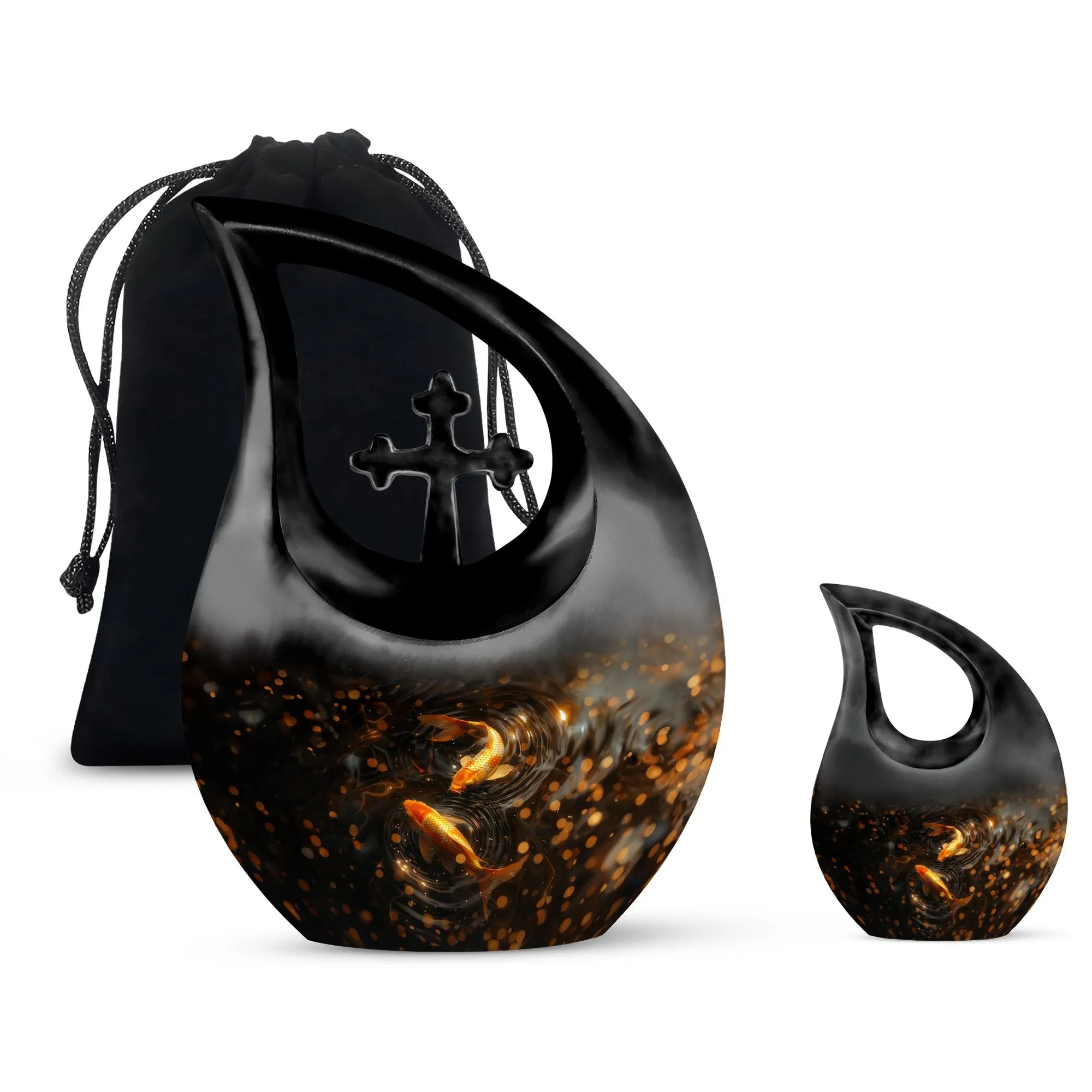 Cherished Forever Gold Fish Memorial Urn - A Tranquil Tribute
