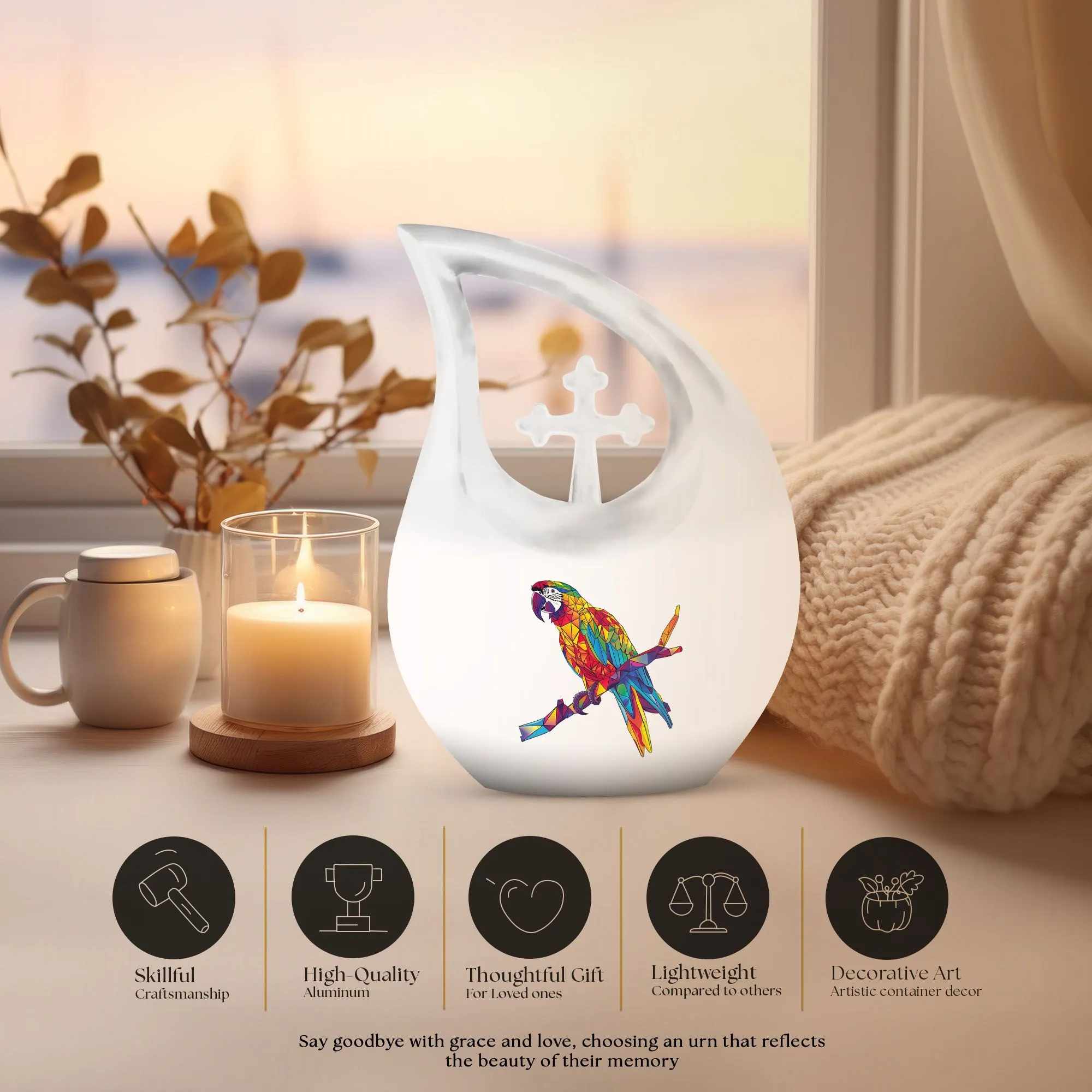 Cherished Macaw Parrot Memorial Urn burial cremation urn
