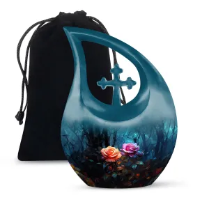 Cherished Memories Rose Cross Drop, Large Cremation Urn