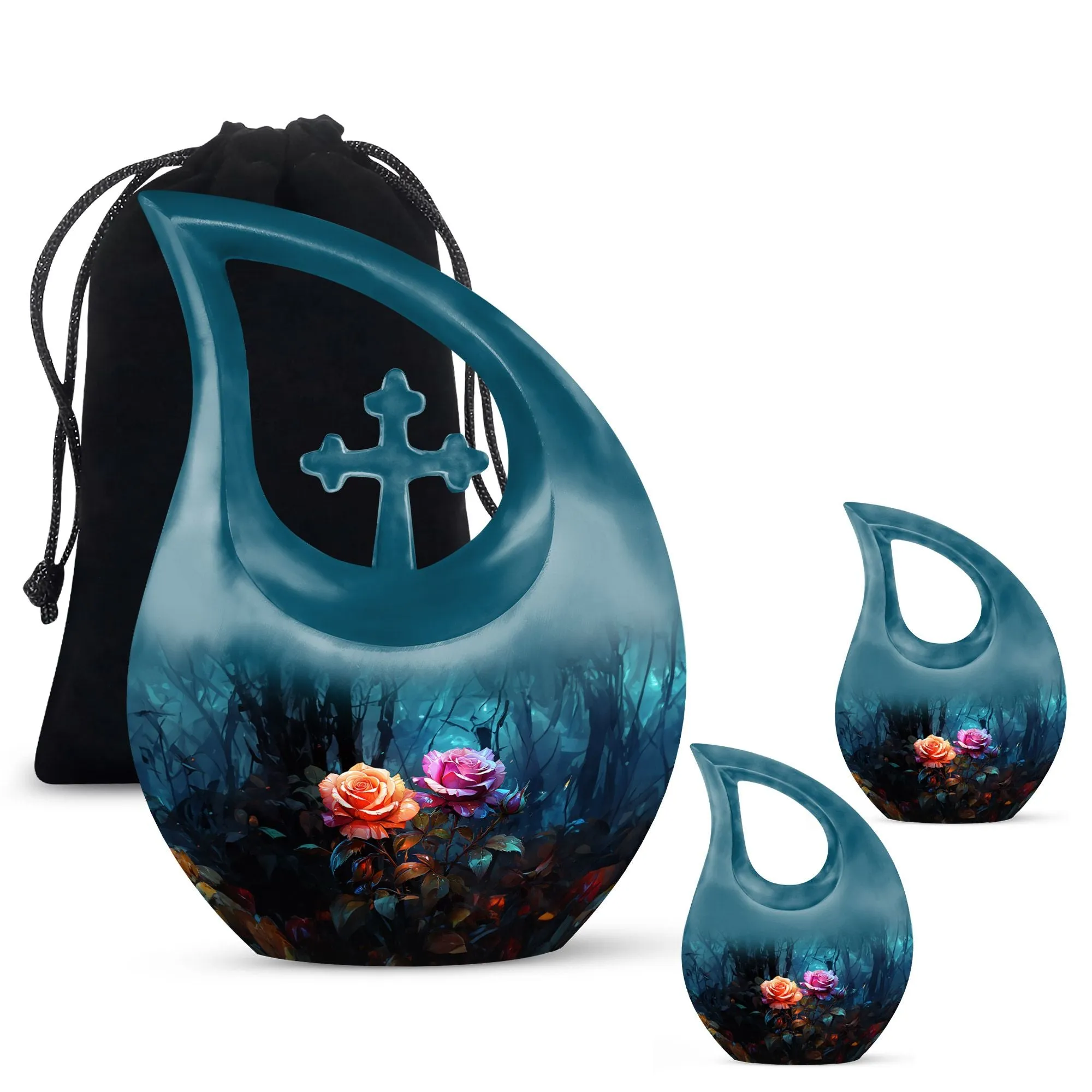 Cherished Memories Rose Cross Drop, Large Cremation Urn