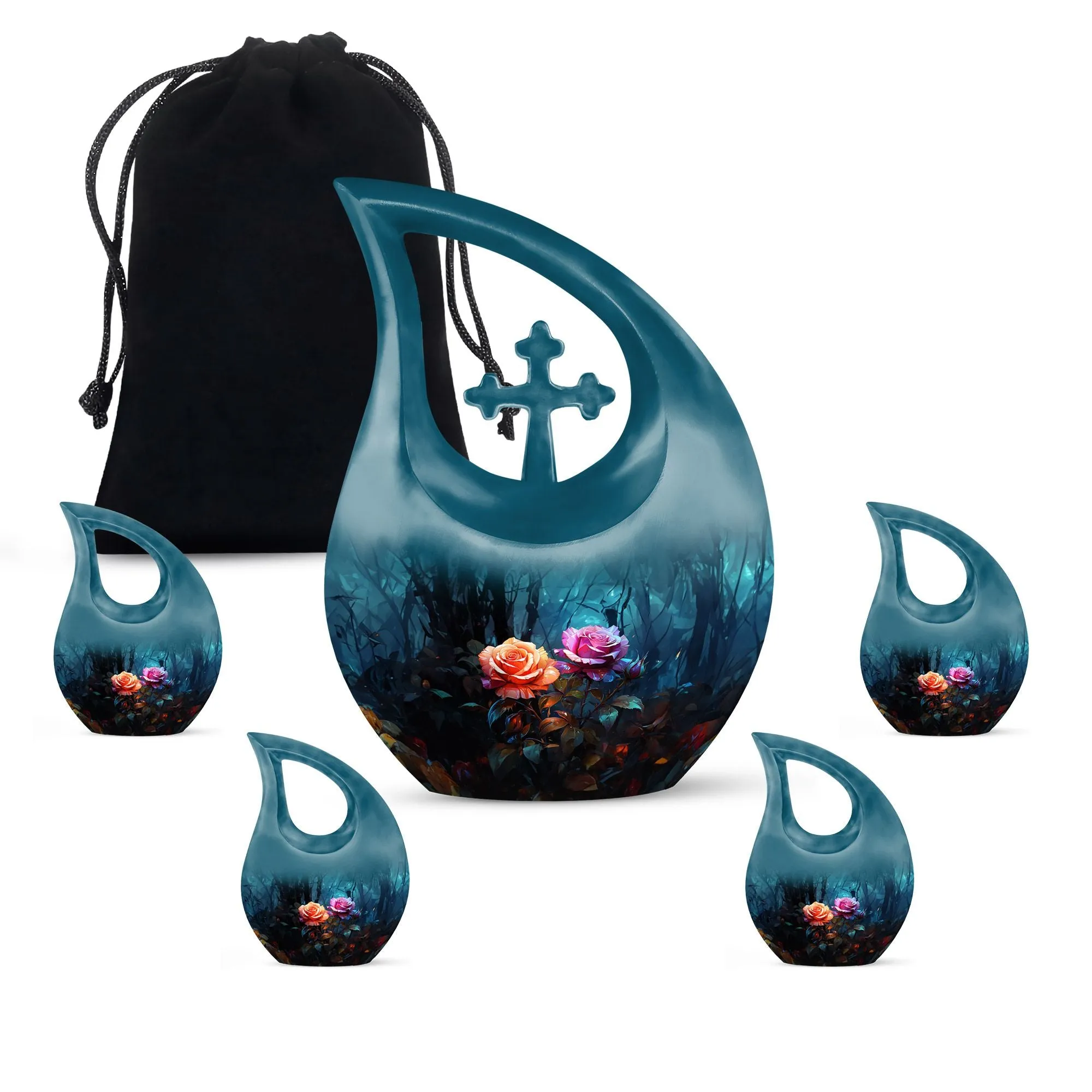Cherished Memories Rose Cross Drop, Large Cremation Urn