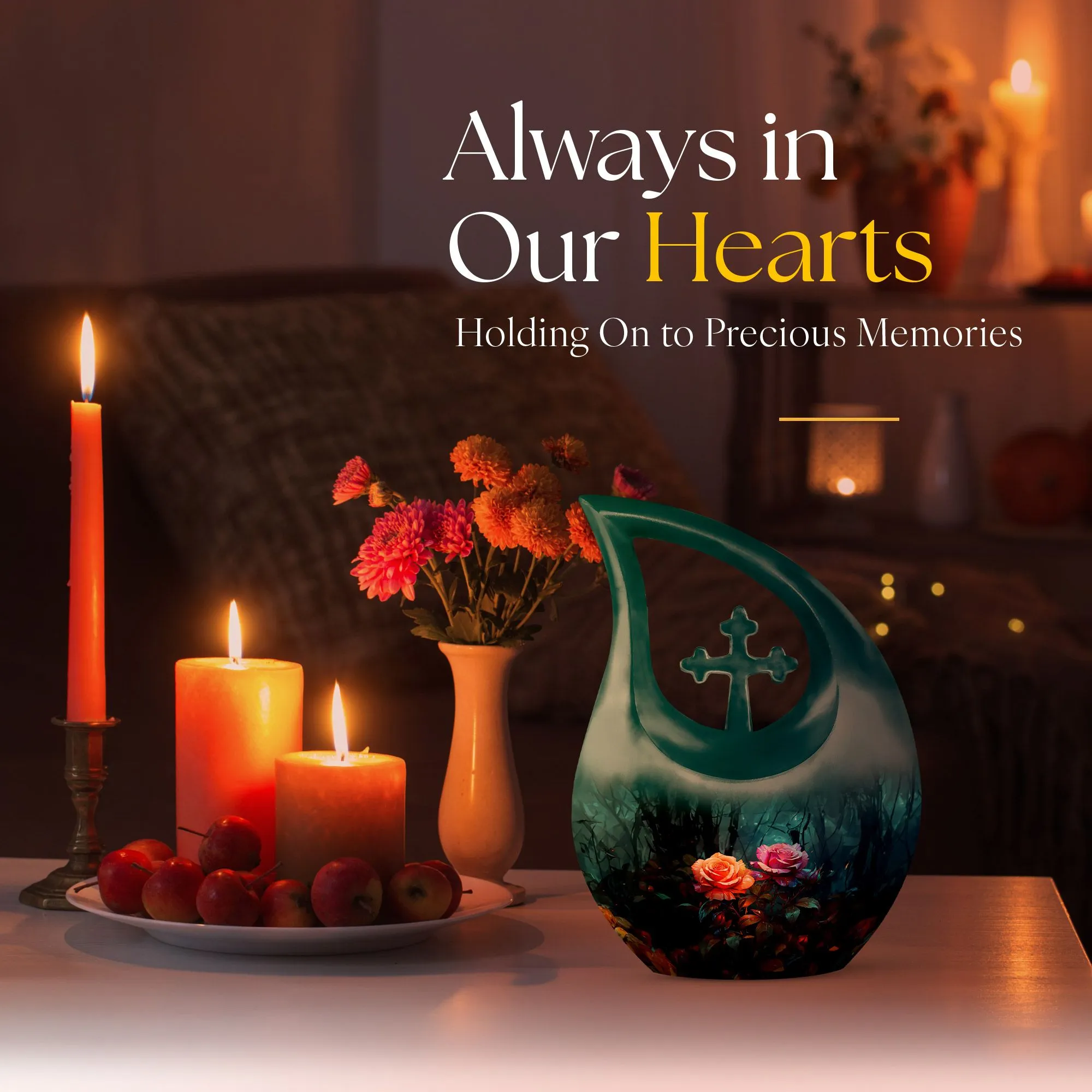 Cherished Memories Rose Cross Drop, Large Cremation Urn