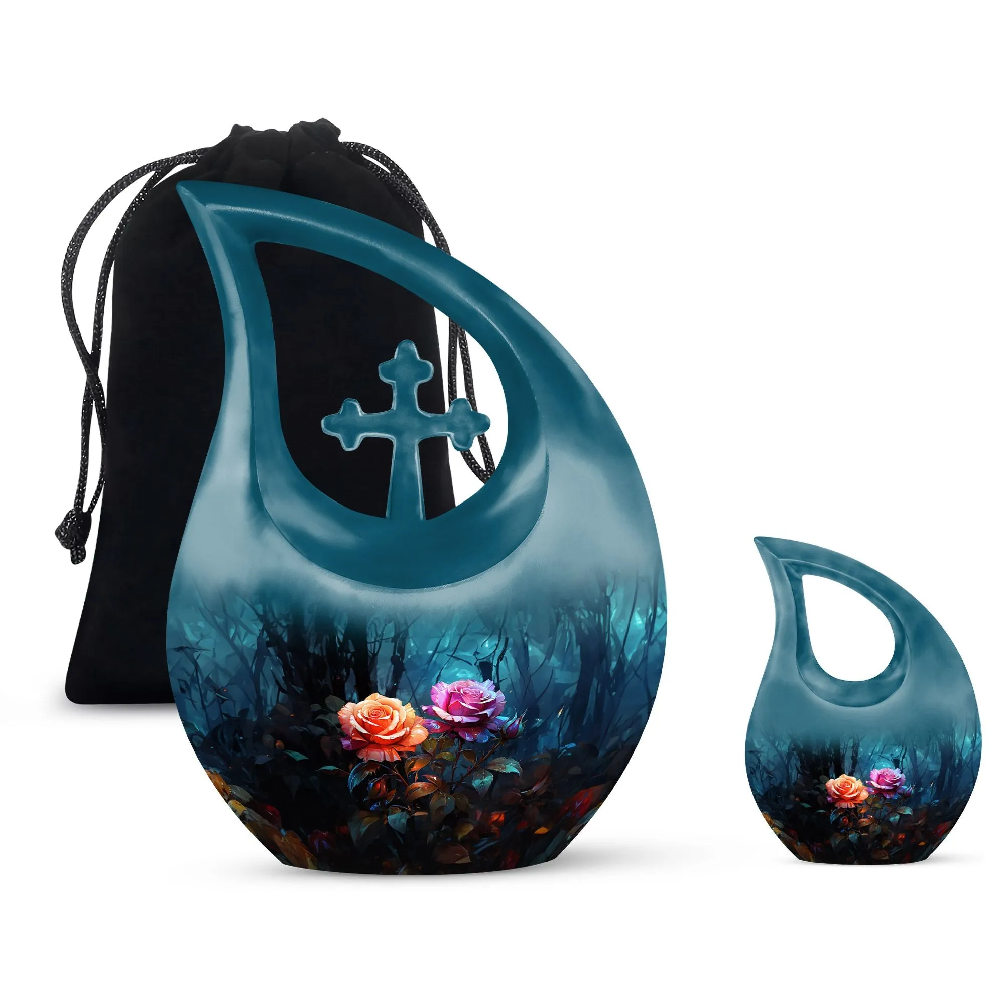 Cherished Memories Rose Cross Drop, Large Cremation Urn